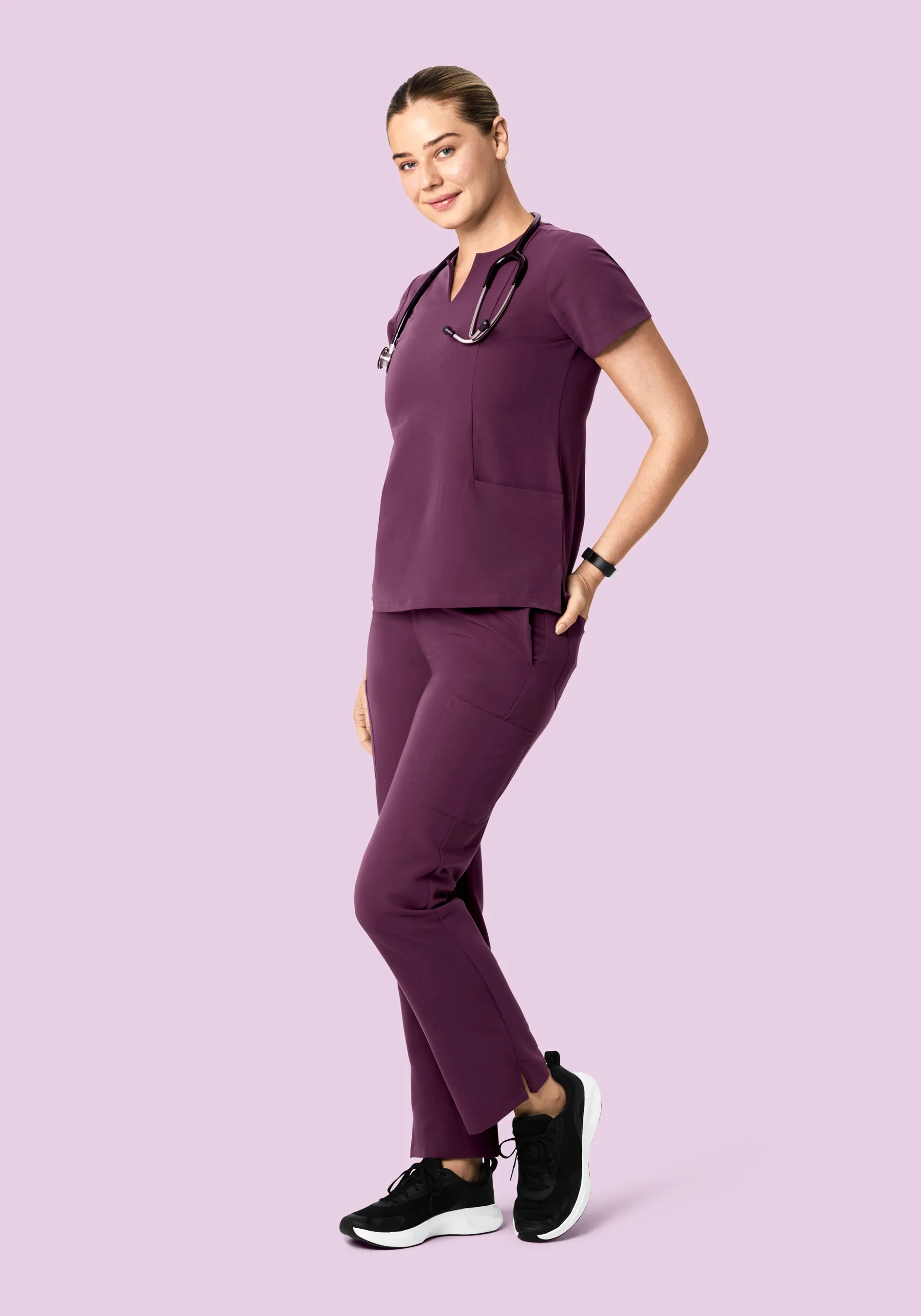 5 Pocket Notch Neck Top Bordeaux - Image 2
