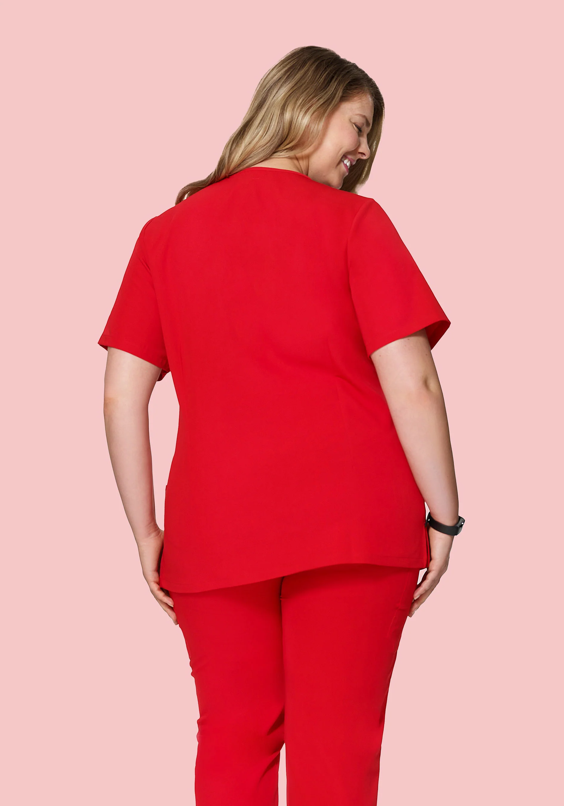 5 Pocket Notch Neck Top Candy Red - Image 5
