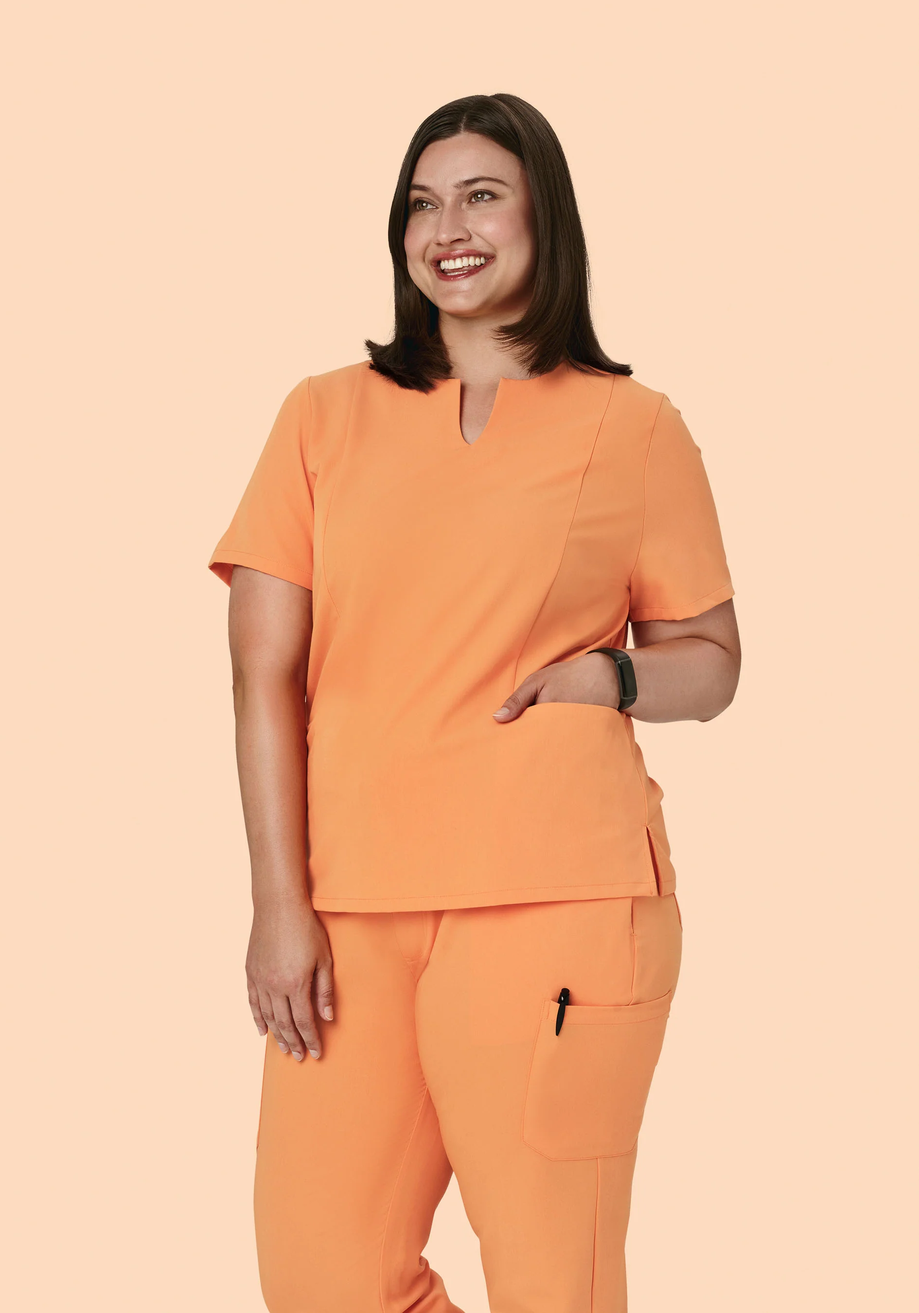 5 Pocket Notch Neck Top Cantaloupe - Image 5