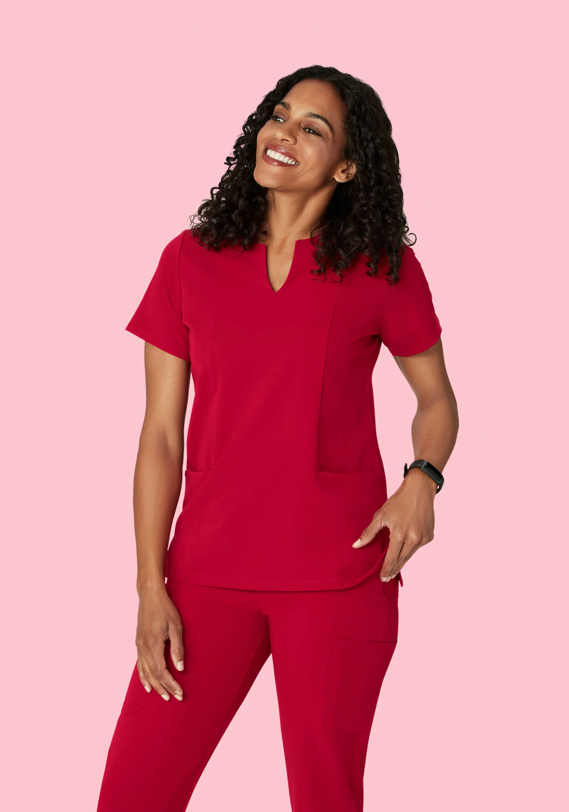 5 Pocket Notch Neck Top Crimson - Image 2