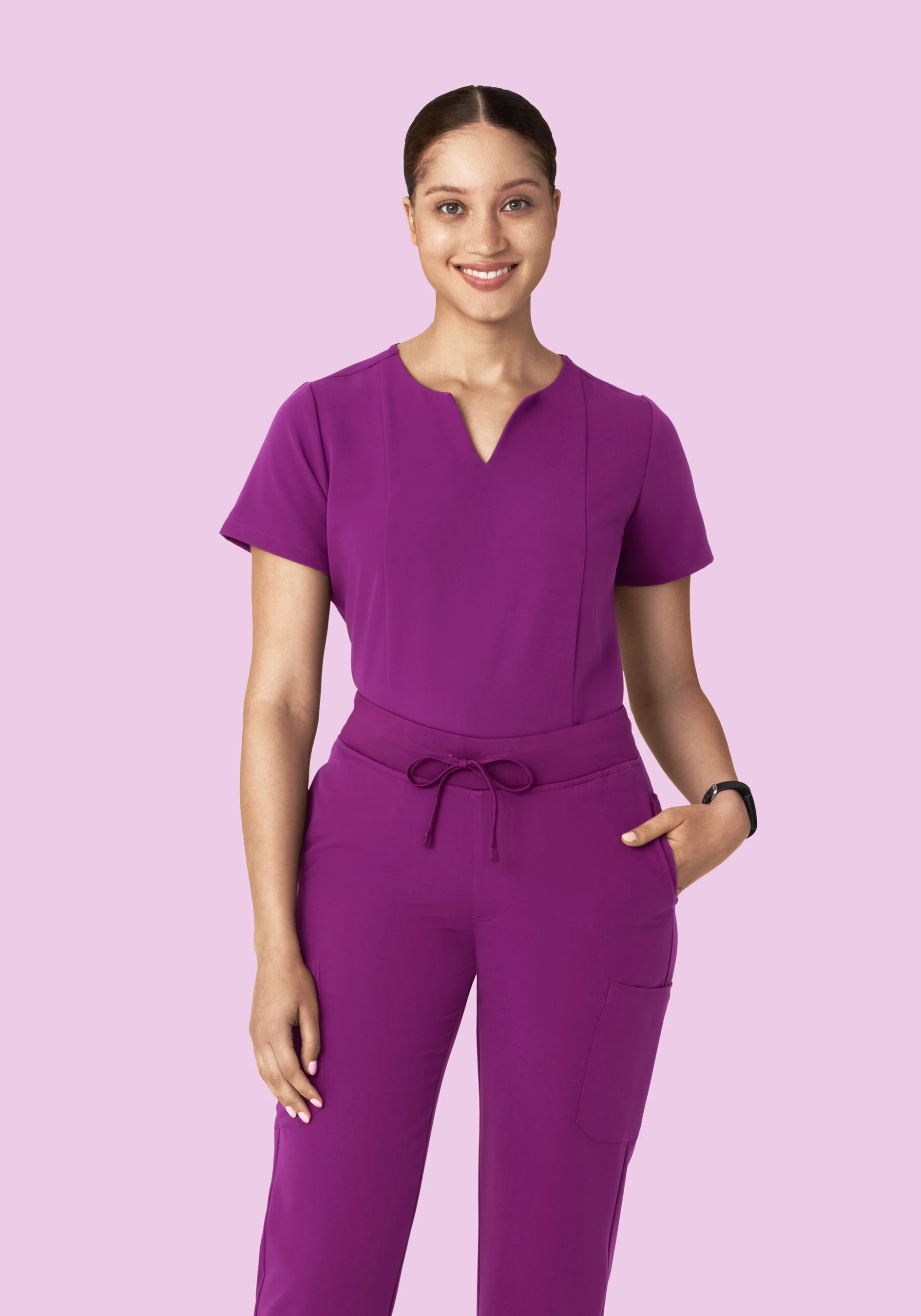 5 Pocket Notch Neck Top Dark Orchid - Image 2