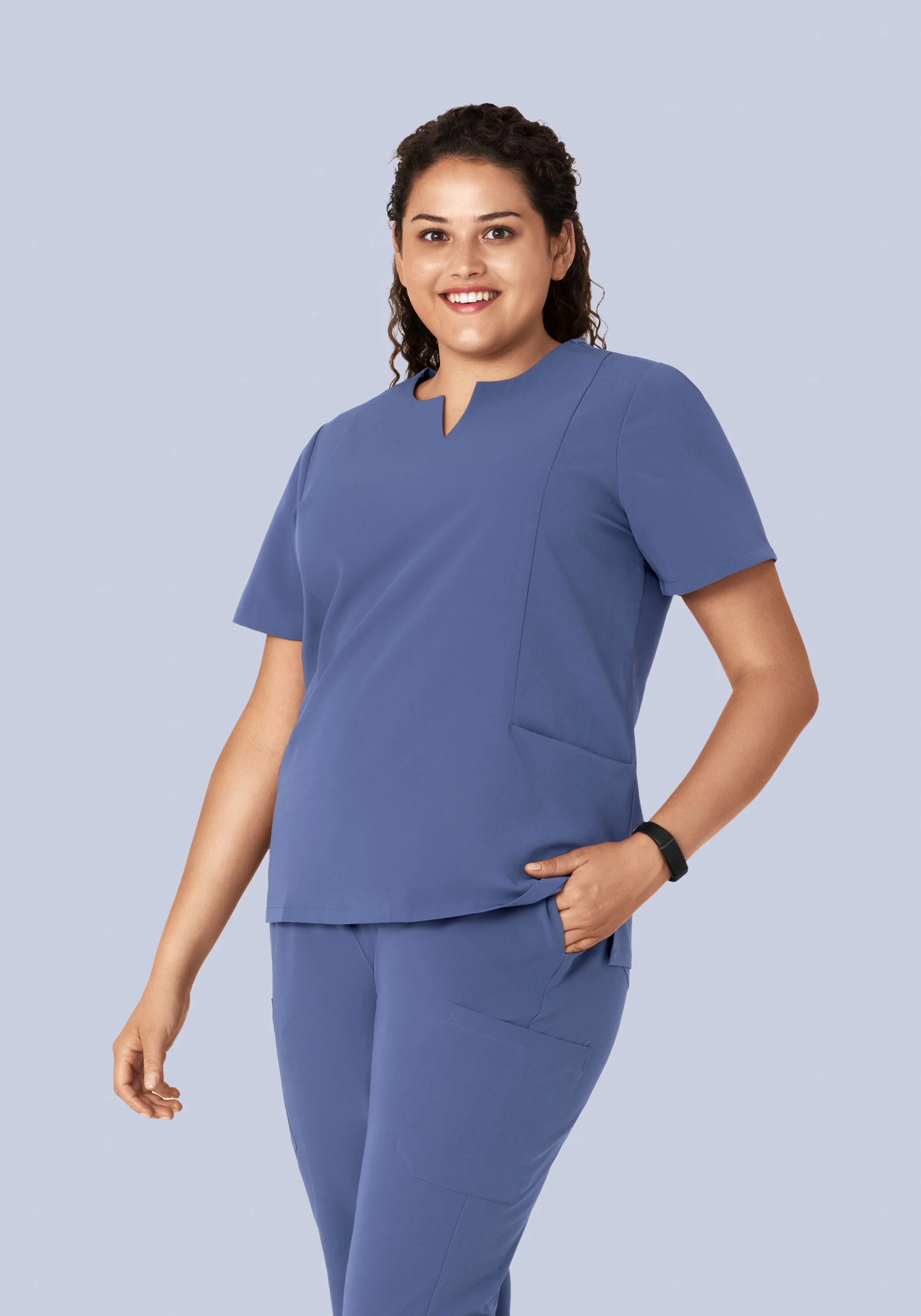 5 Pocket Notch Neck Top Deep Periwinkle - Image 6