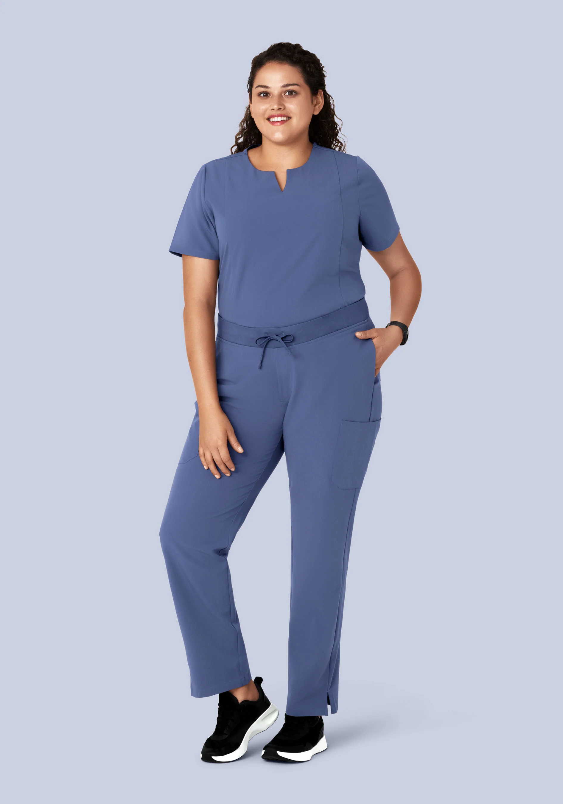 5 Pocket Notch Neck Top Deep Periwinkle - Image 8