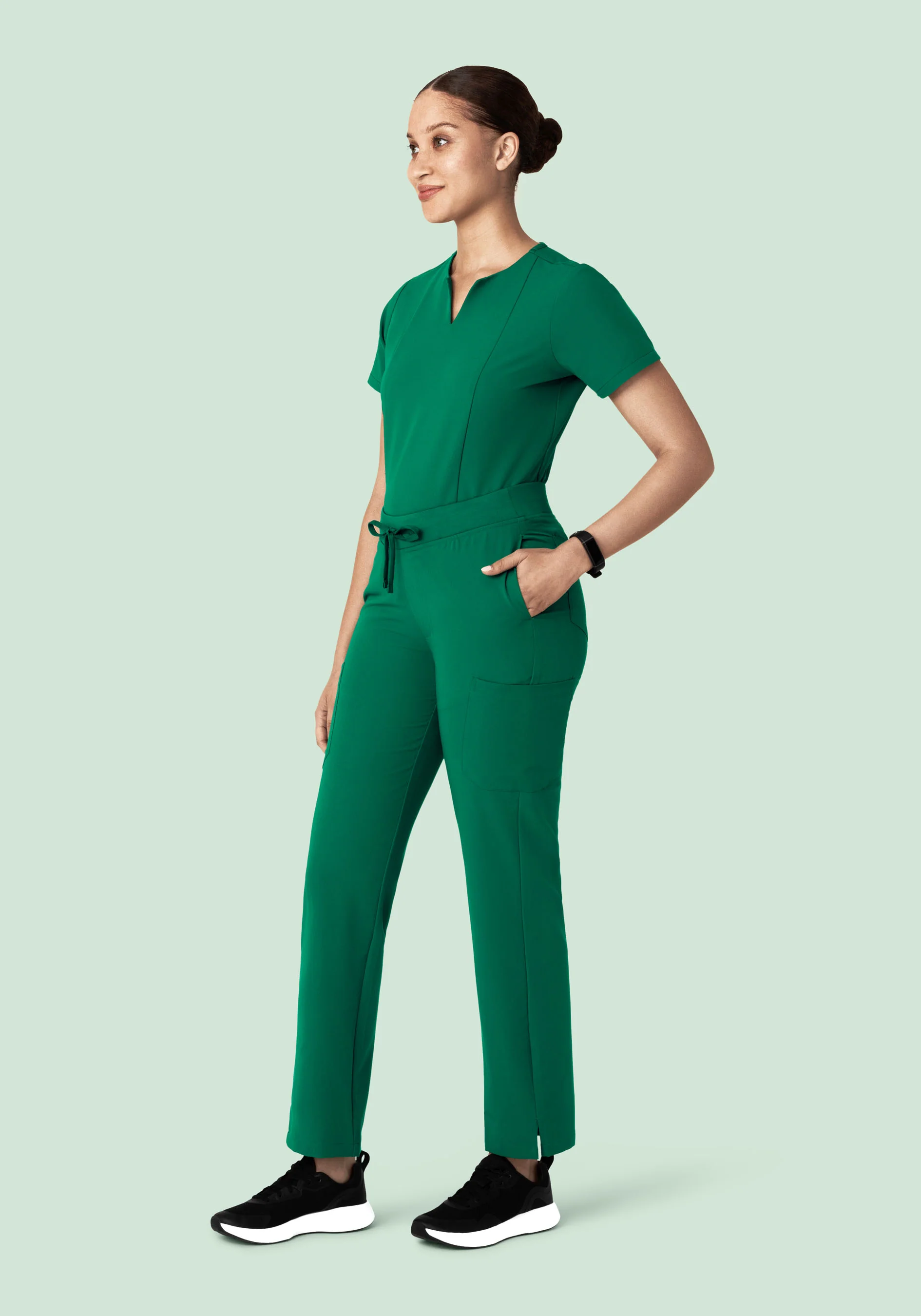 5 Pocket Notch Neck Top Envy Green - Image 3