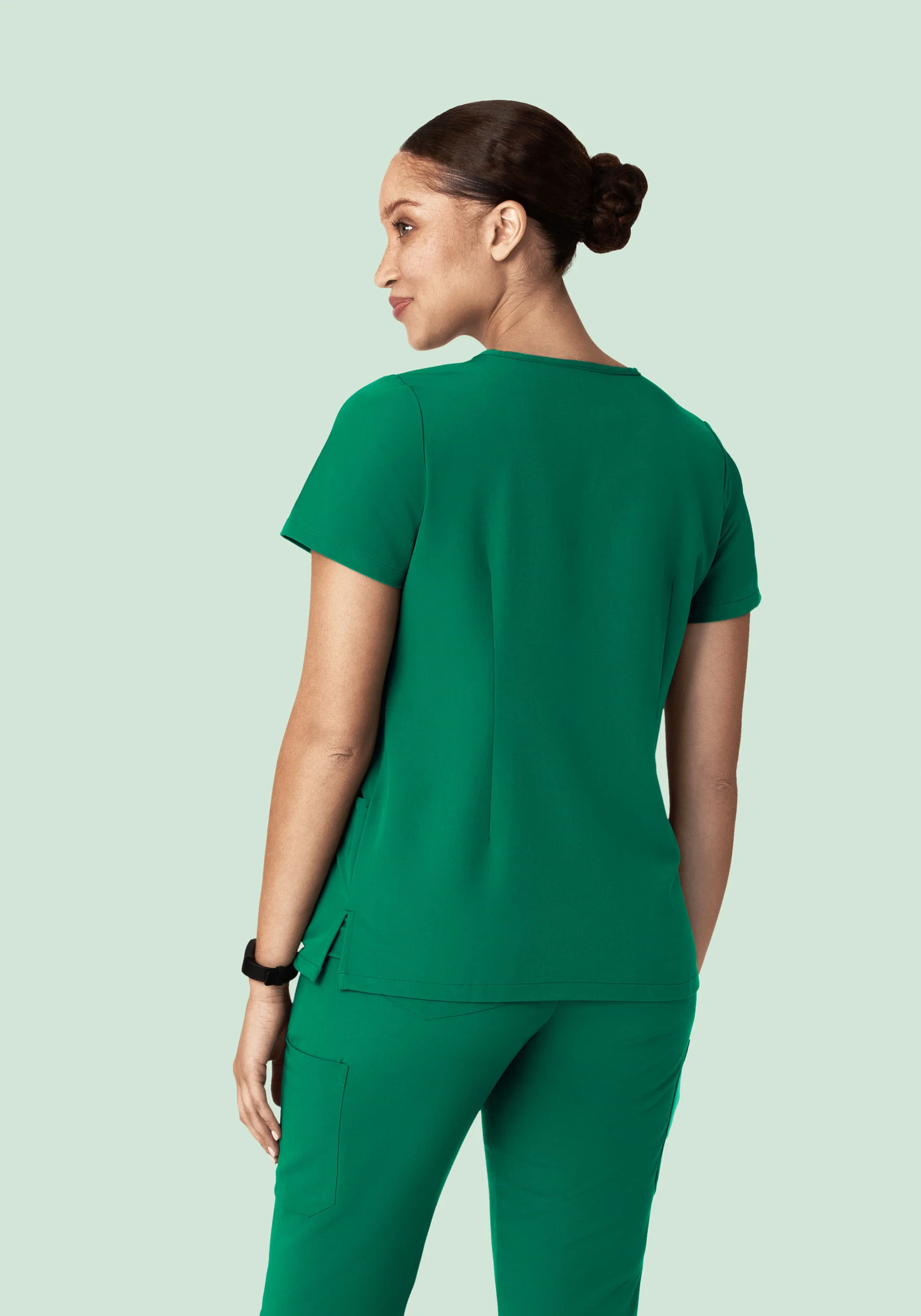 5 Pocket Notch Neck Top Envy Green - Image 4