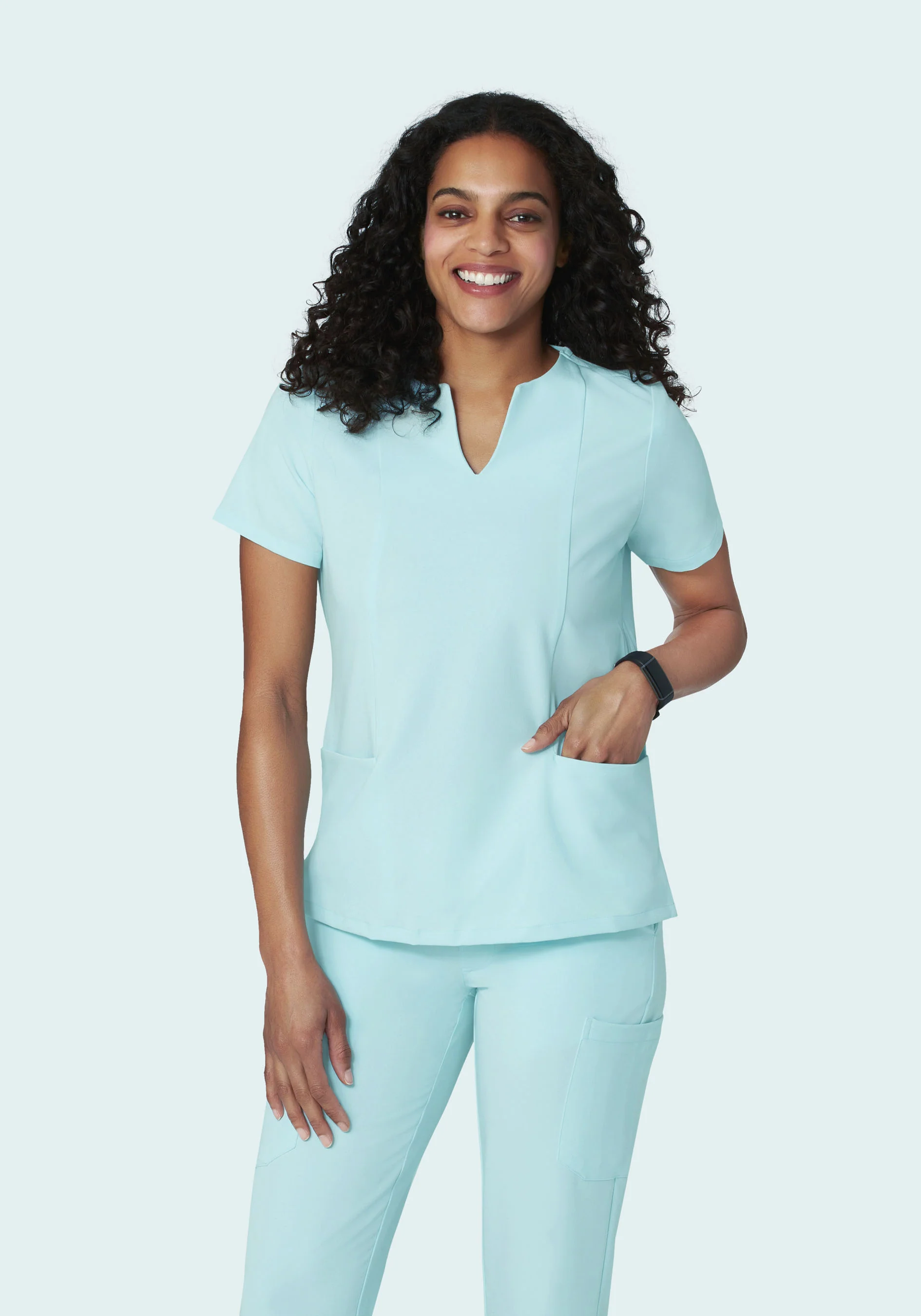 5 Pocket Notch Neck Top Glacier