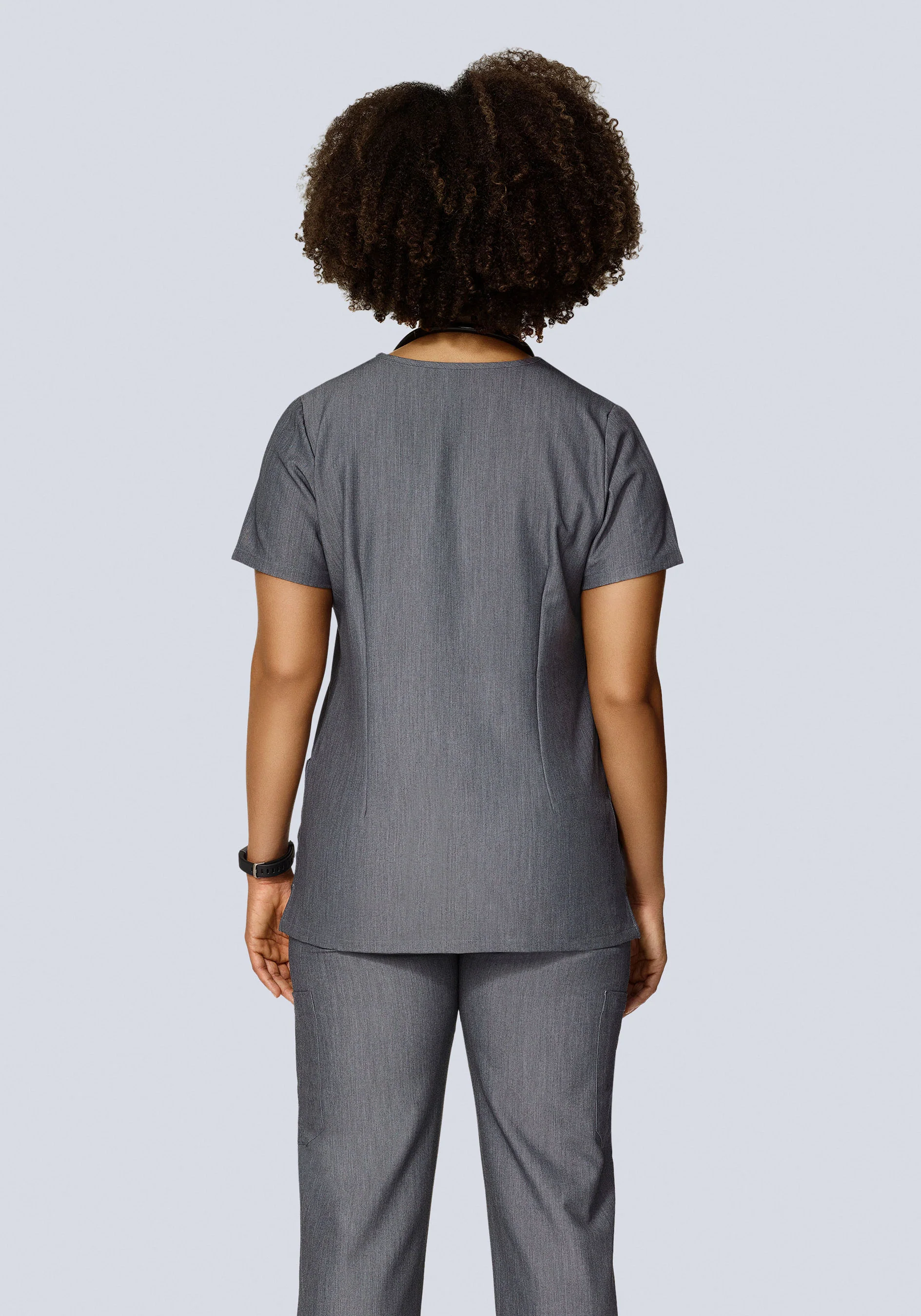 5 Pocket Notch Neck Top Gray - Image 3