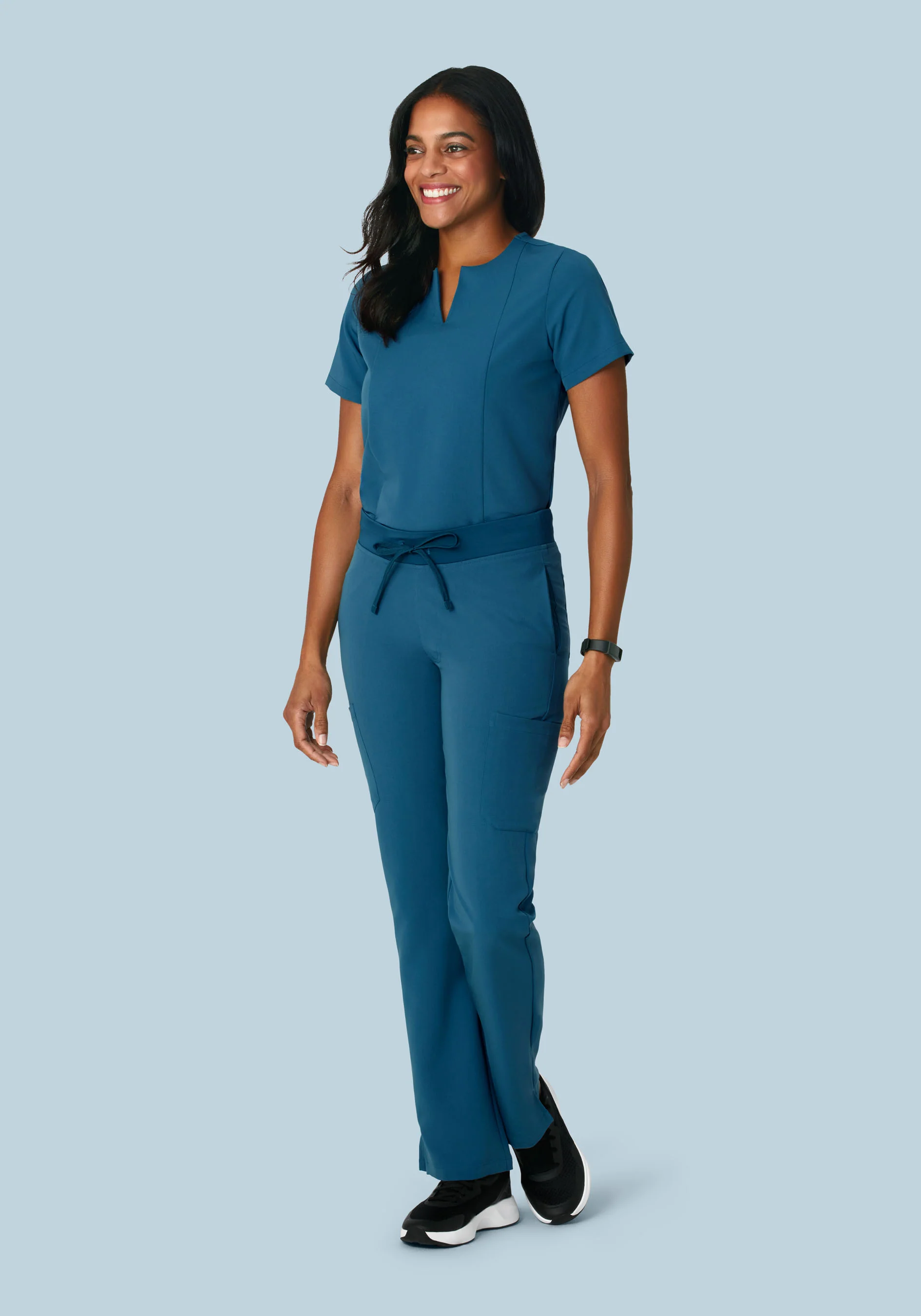 5 Pocket Notch Neck Top Harbor Blue - Image 3