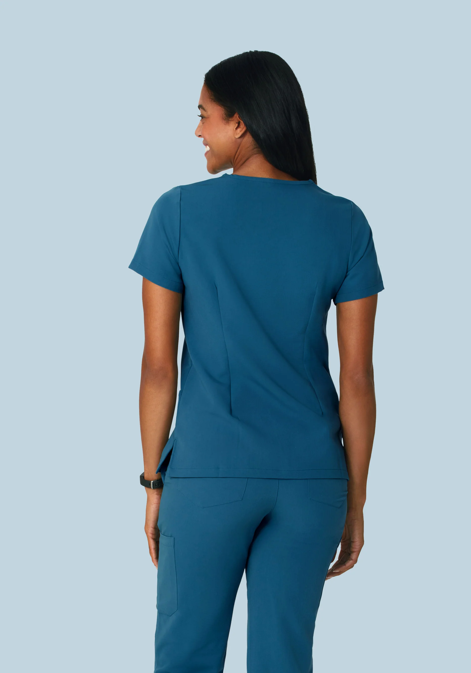 5 Pocket Notch Neck Top Harbor Blue - Image 4