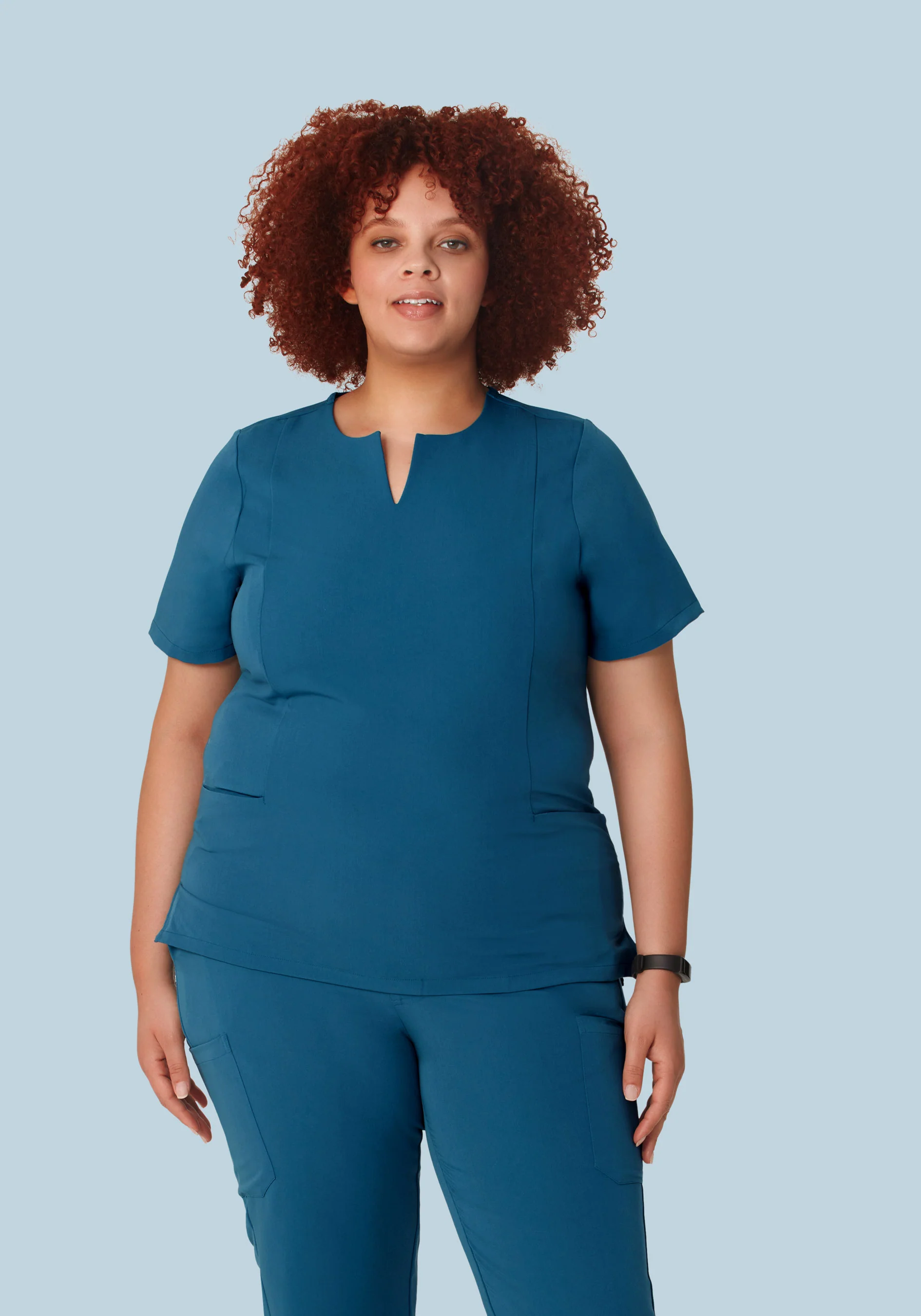 5 Pocket Notch Neck Top Harbor Blue - Image 5
