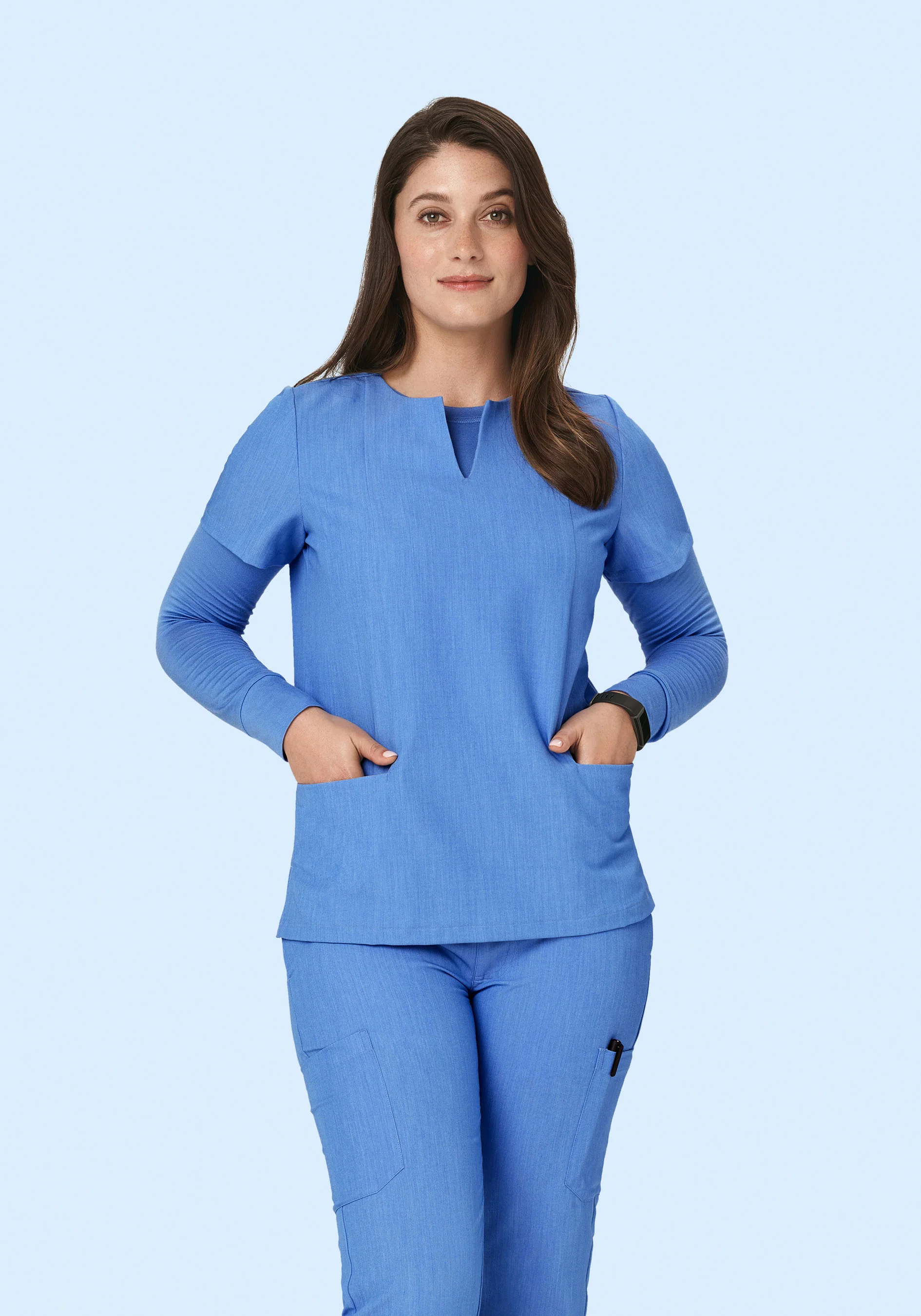 5 Pocket Notch Neck Top Heather Blue - Image 4