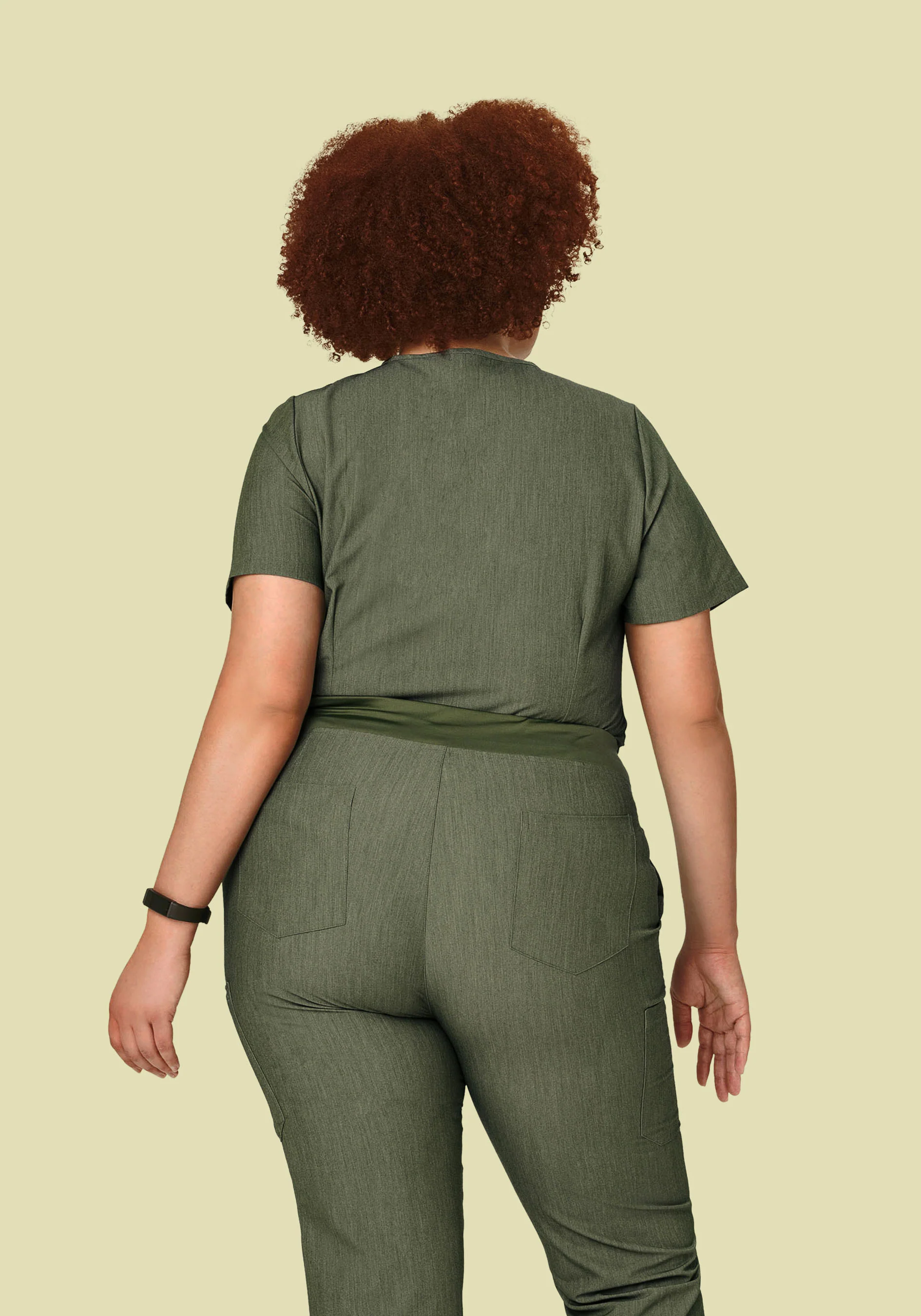 5 Pocket Notch Neck Top Heather Olive - Image 8