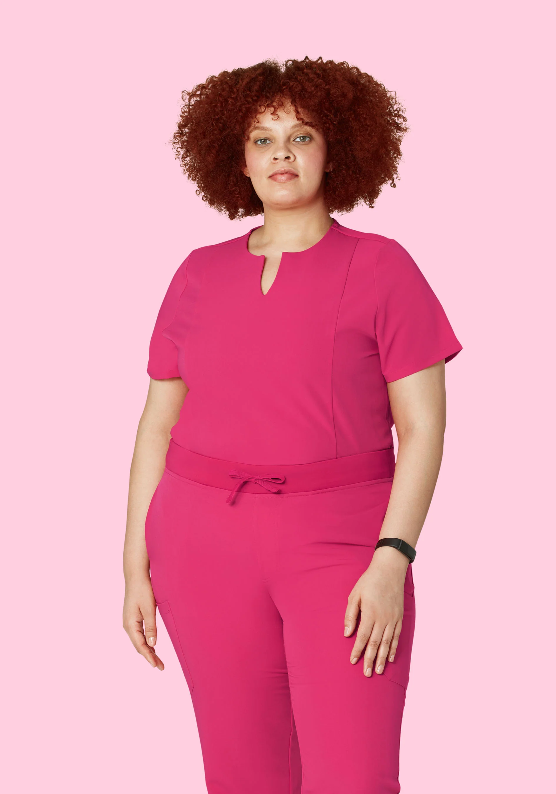 5 Pocket Notch Neck Top Hot Pink - Image 8