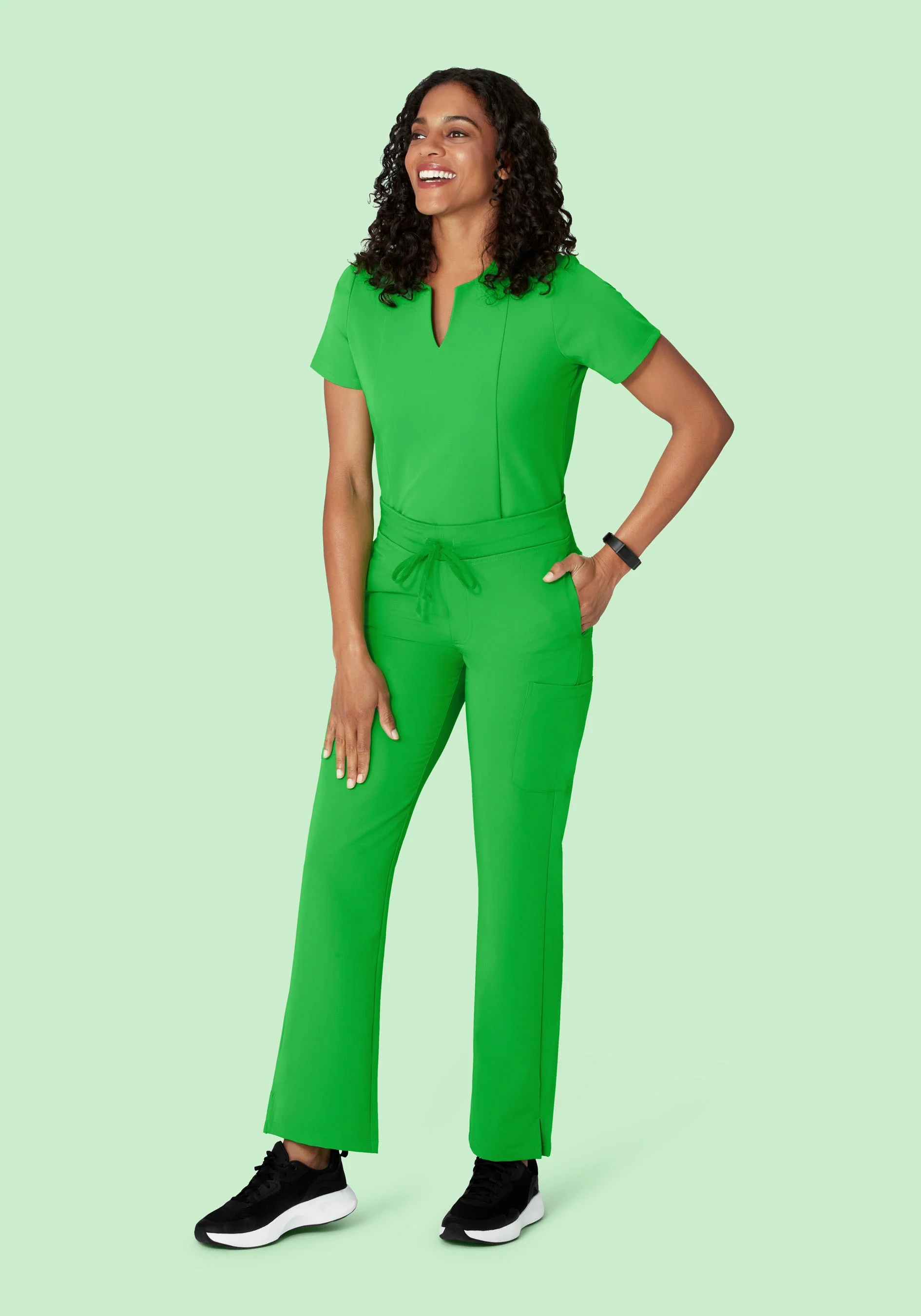 5 Pocket Notch Neck Top Kelly Green - Image 3