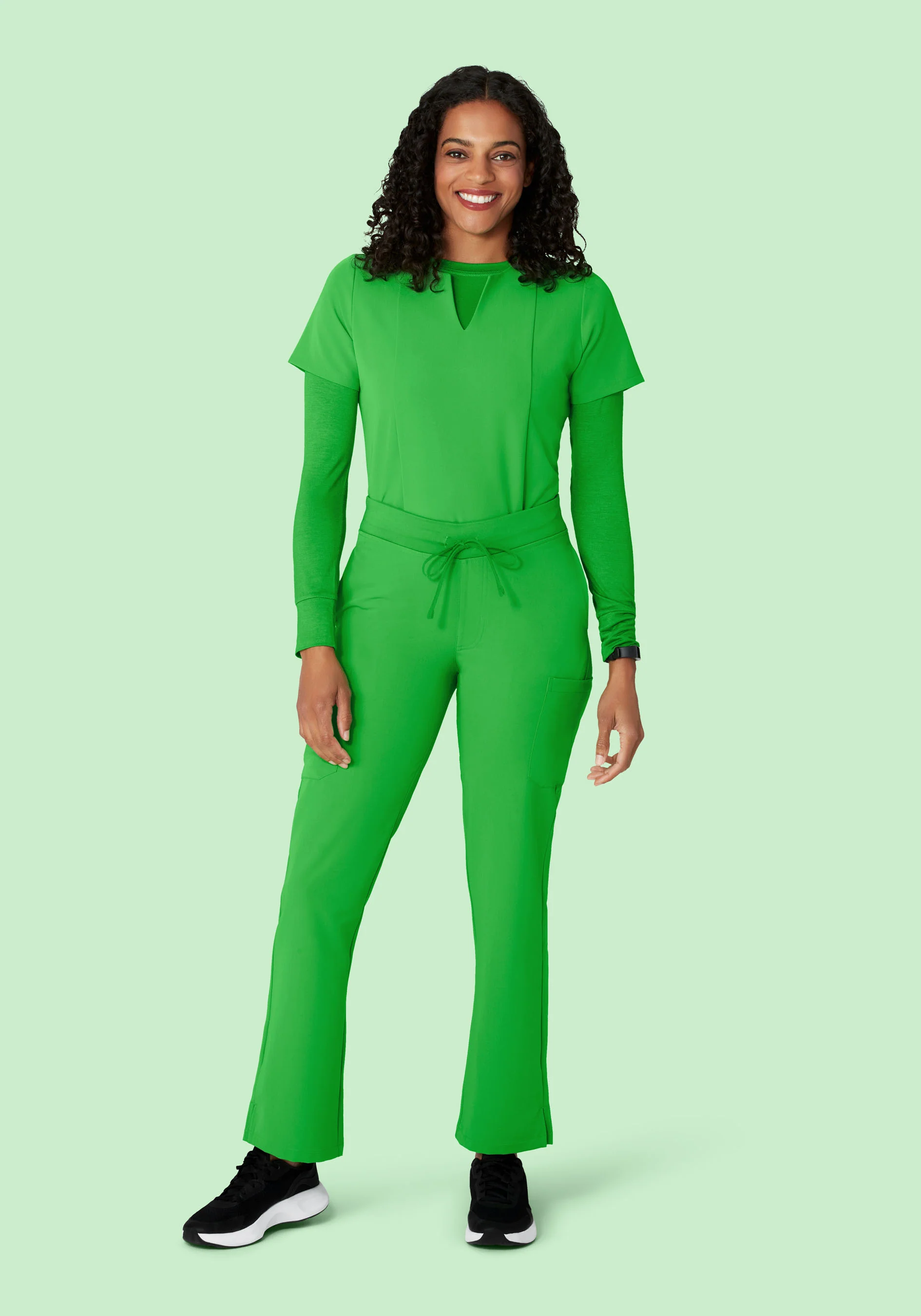 5 Pocket Notch Neck Top Kelly Green - Image 4
