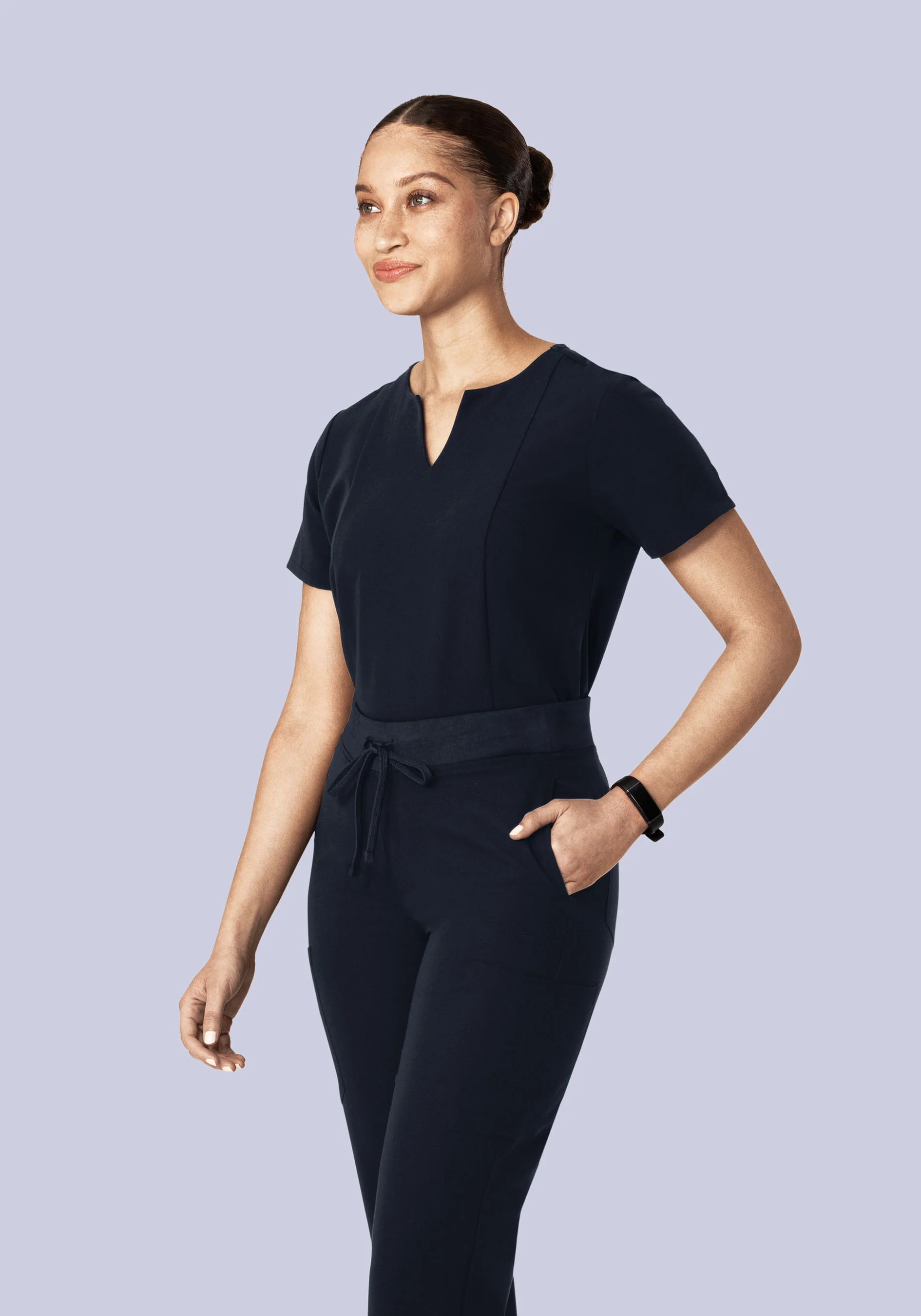 5 Pocket Notch Neck Top Midnight Navy - Image 2