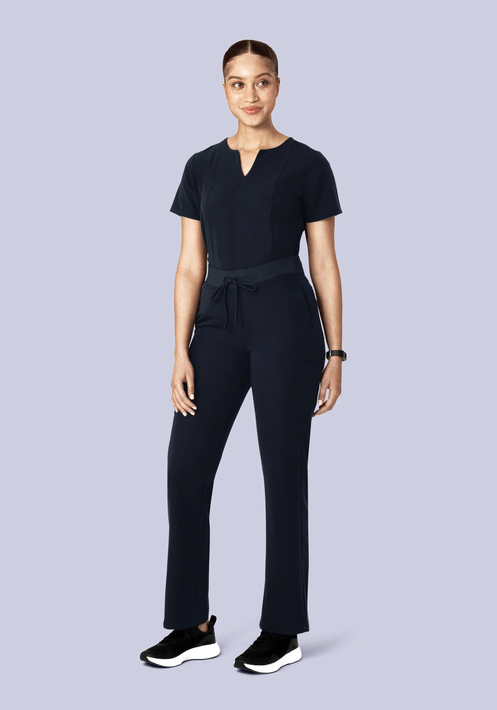 5 Pocket Notch Neck Top Midnight Navy - Image 3