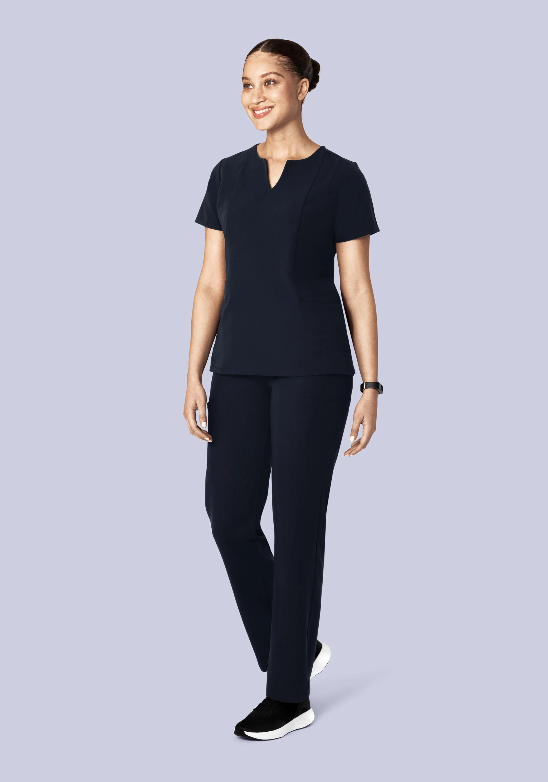 5 Pocket Notch Neck Top Midnight Navy - Image 4