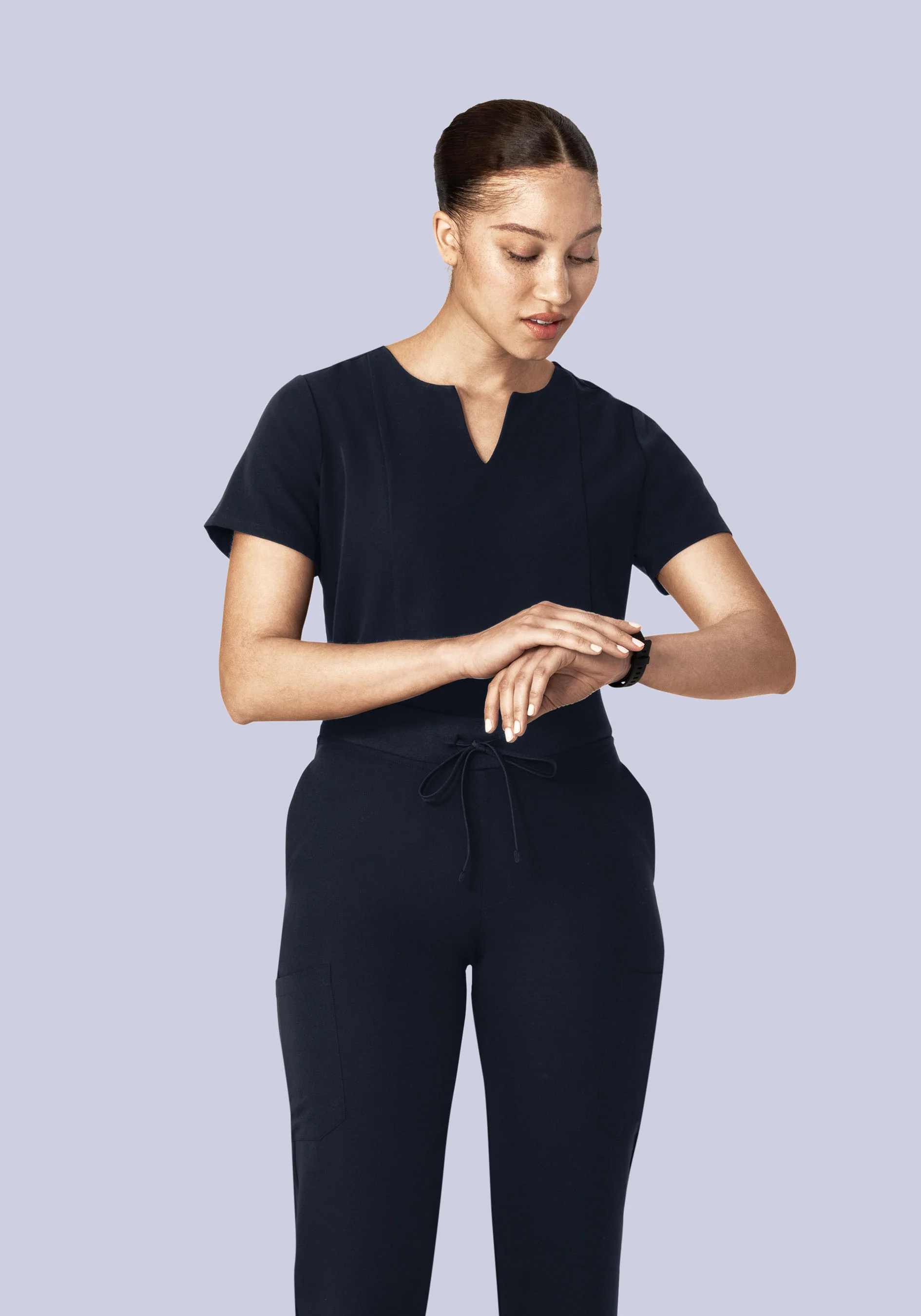 5 Pocket Notch Neck Top Midnight Navy - Image 5
