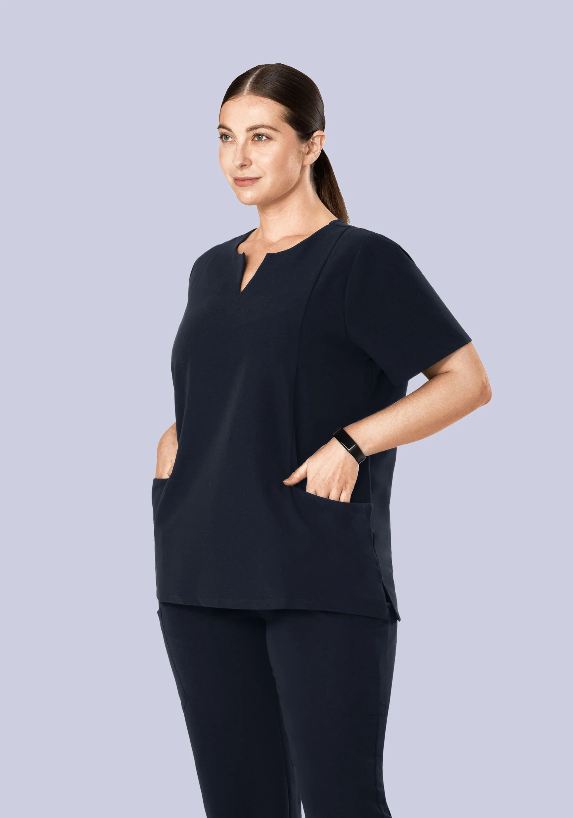 5 Pocket Notch Neck Top Midnight Navy - Image 7