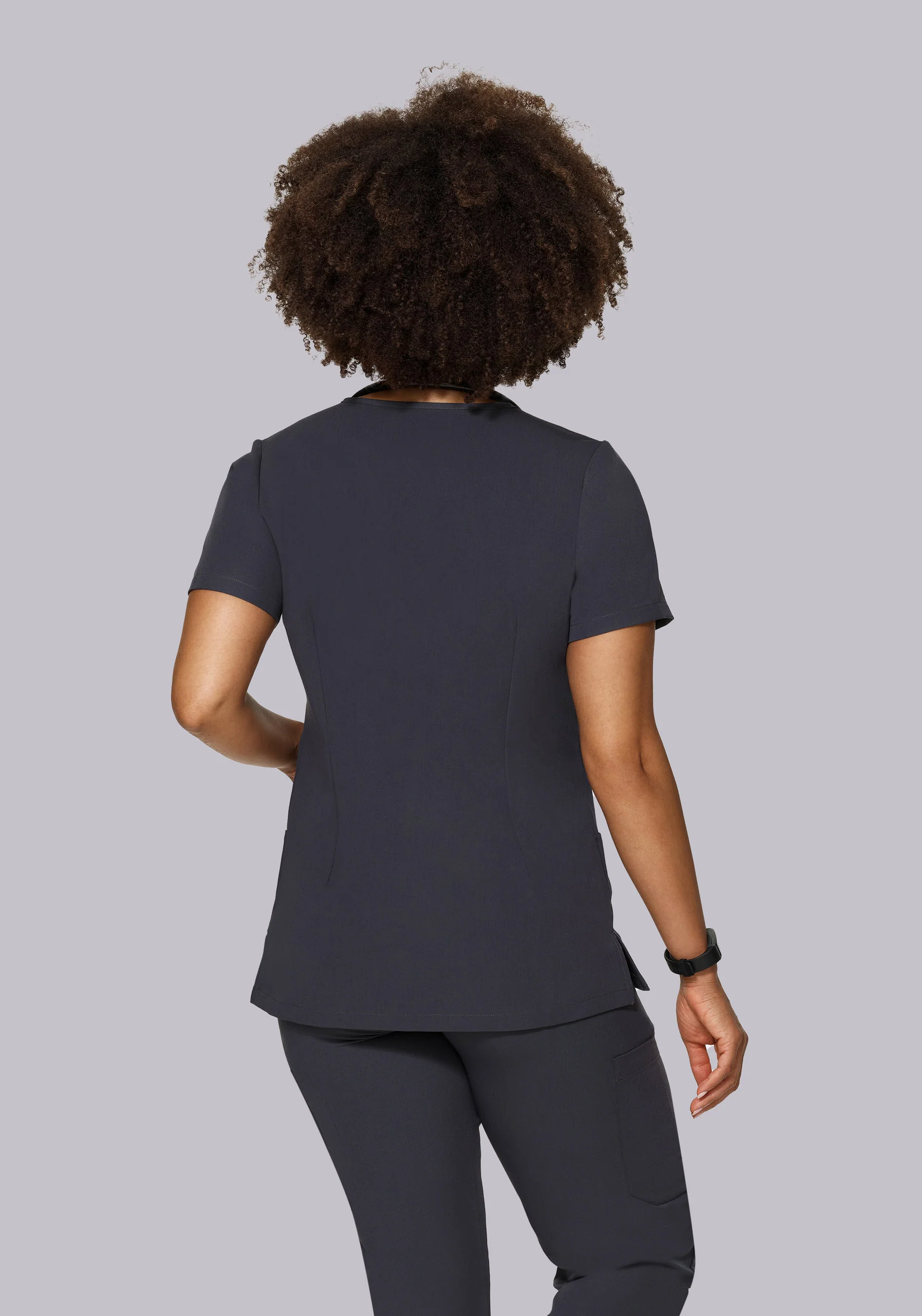 5 Pocket Notch Neck Top Pewter - Image 3