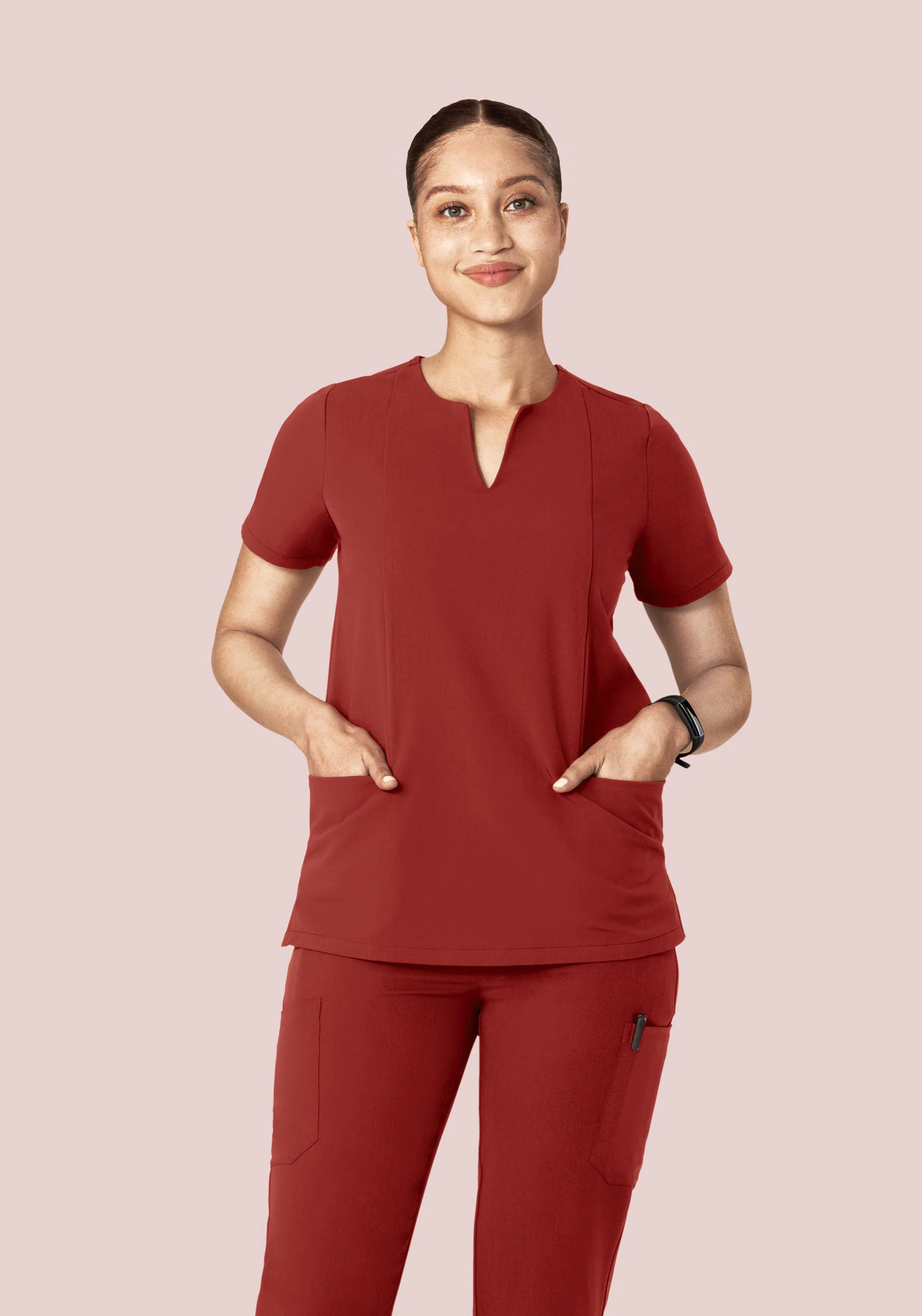 5 Pocket Notch Neck Top Rosewood