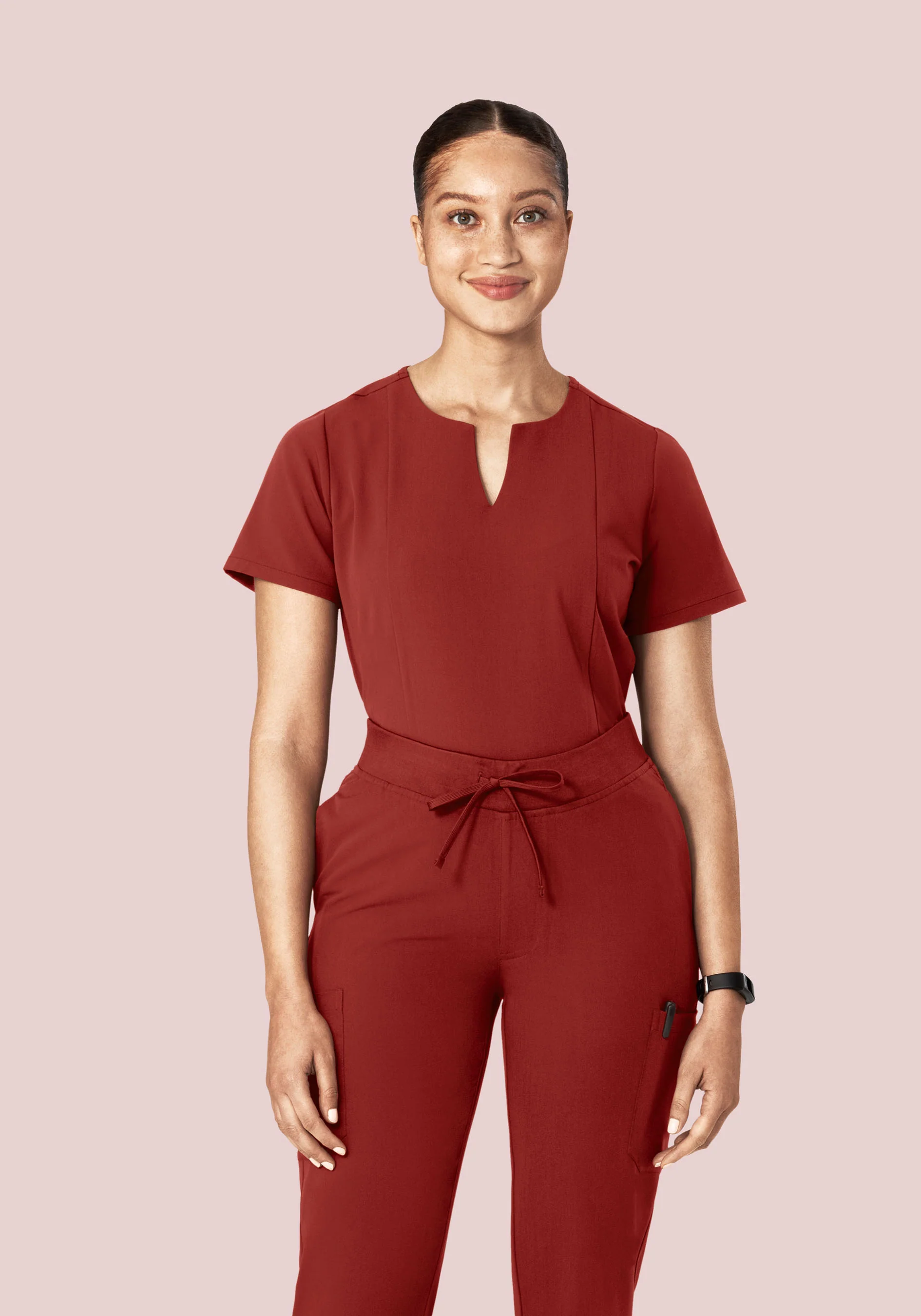 5 Pocket Notch Neck Top Rosewood - Image 2