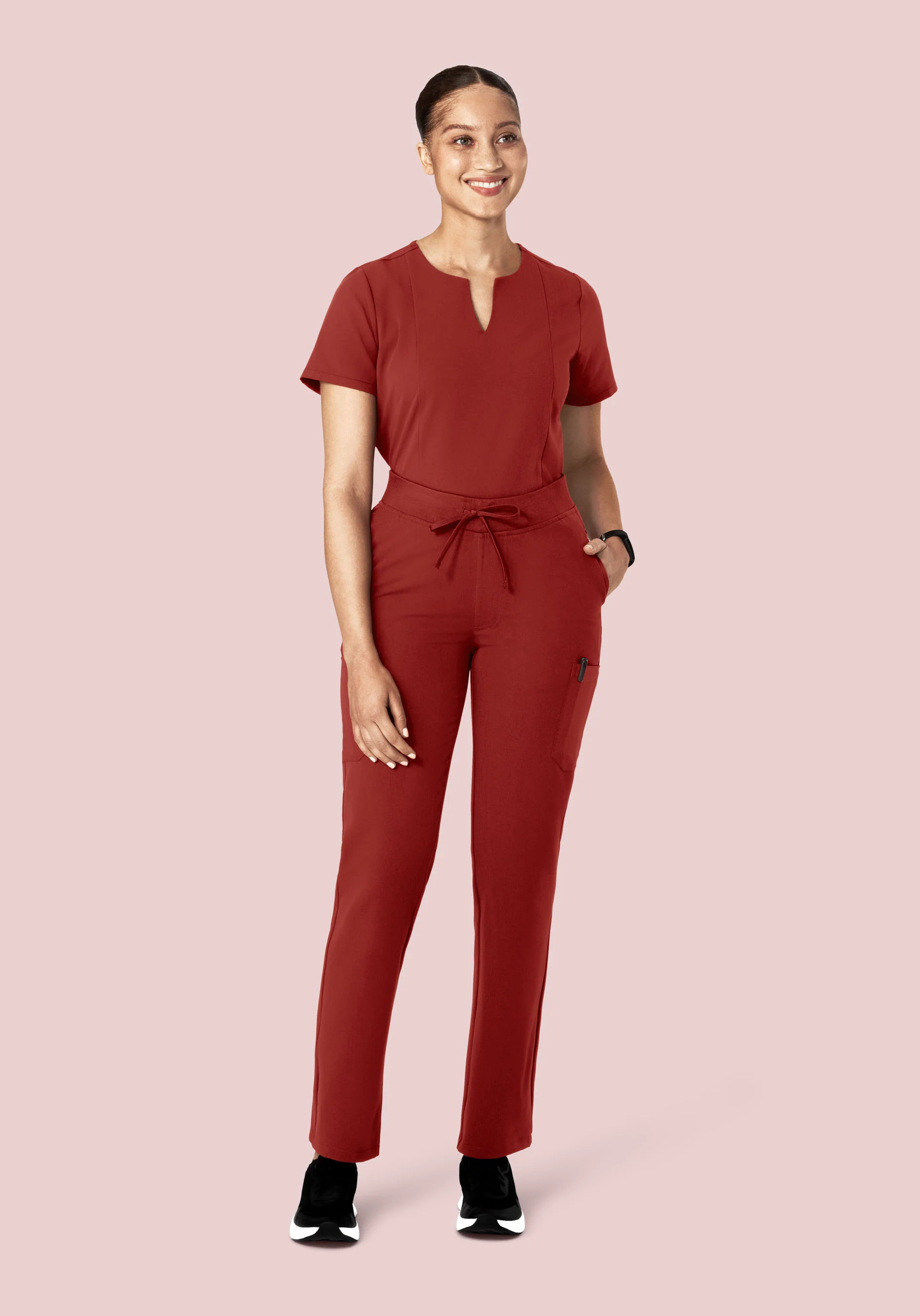 5 Pocket Notch Neck Top Rosewood - Image 3