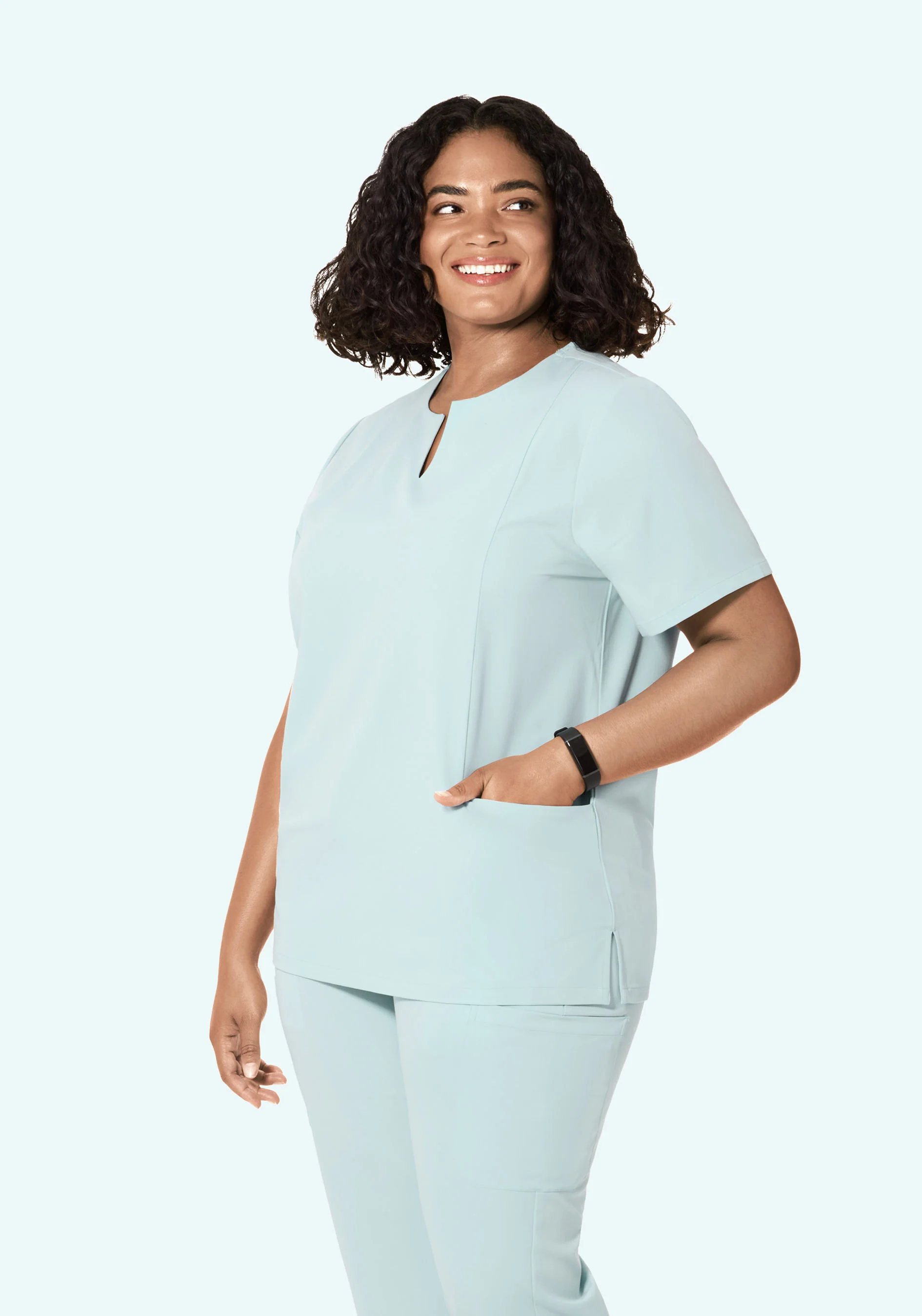 5 Pocket Notch Neck Top Sky - Image 5
