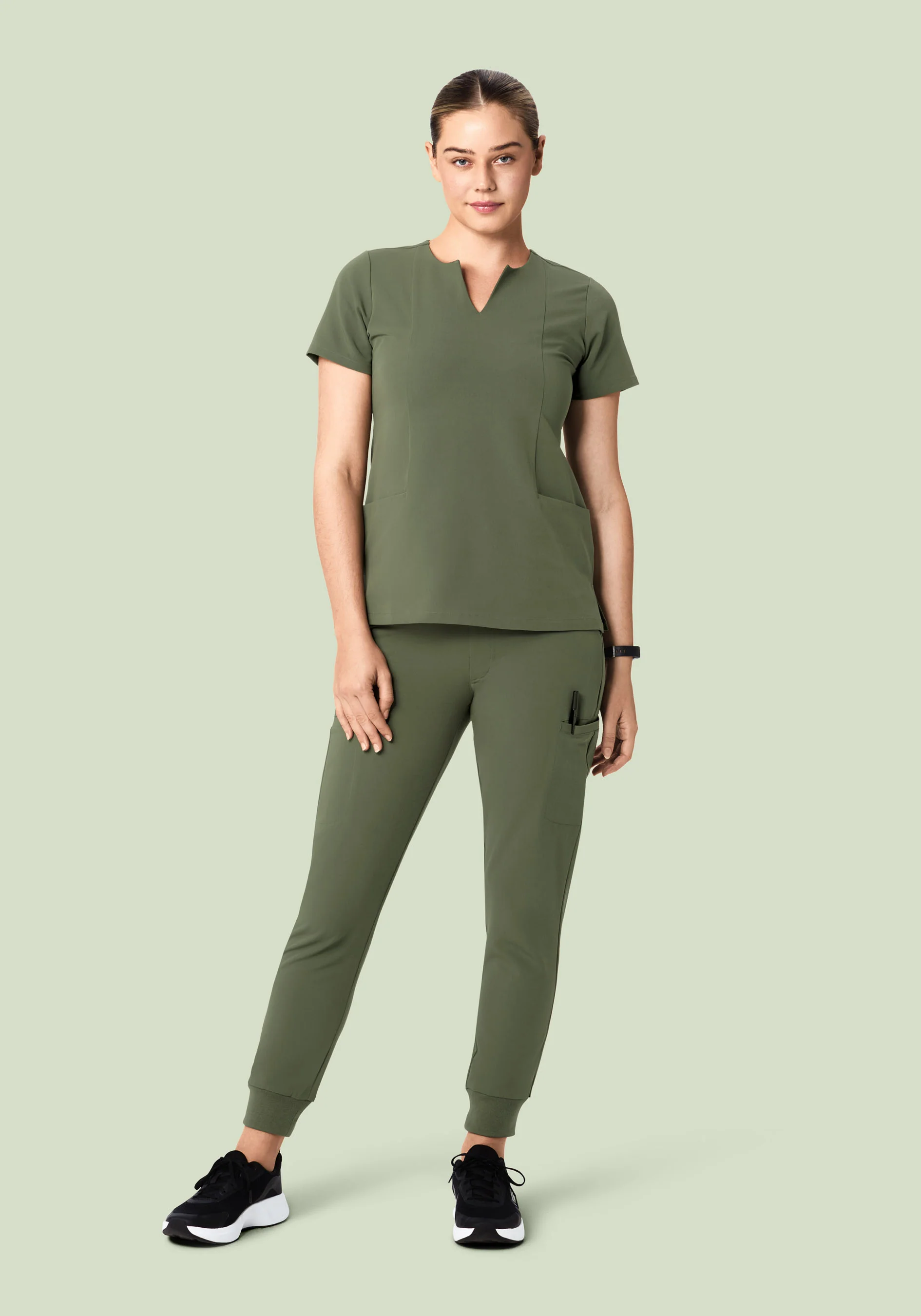 5 Pocket Notch Neck Top Thyme - Image 4
