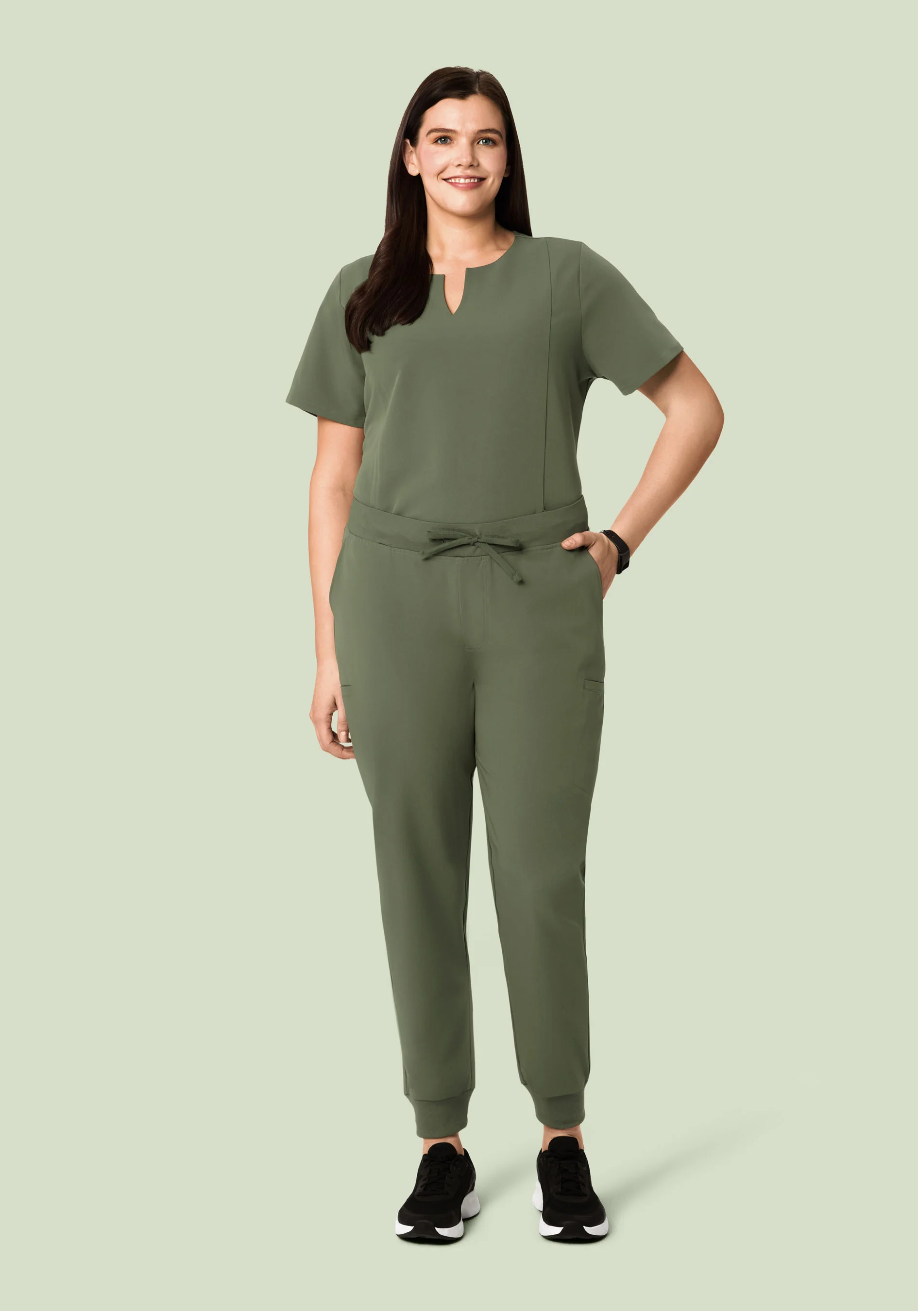 5 Pocket Notch Neck Top Thyme - Image 7