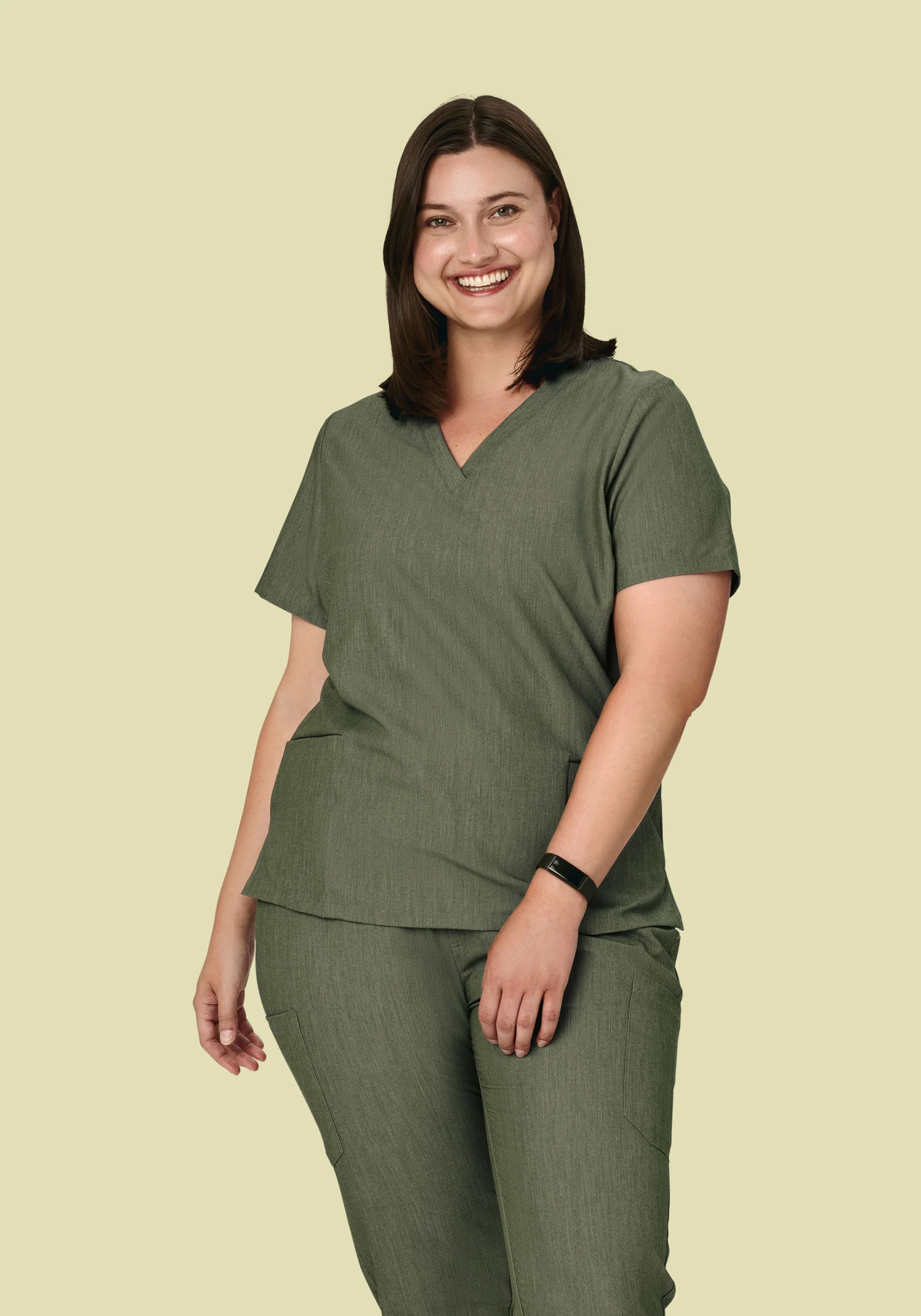 6 Pocket Top Heather Olive - Image 4