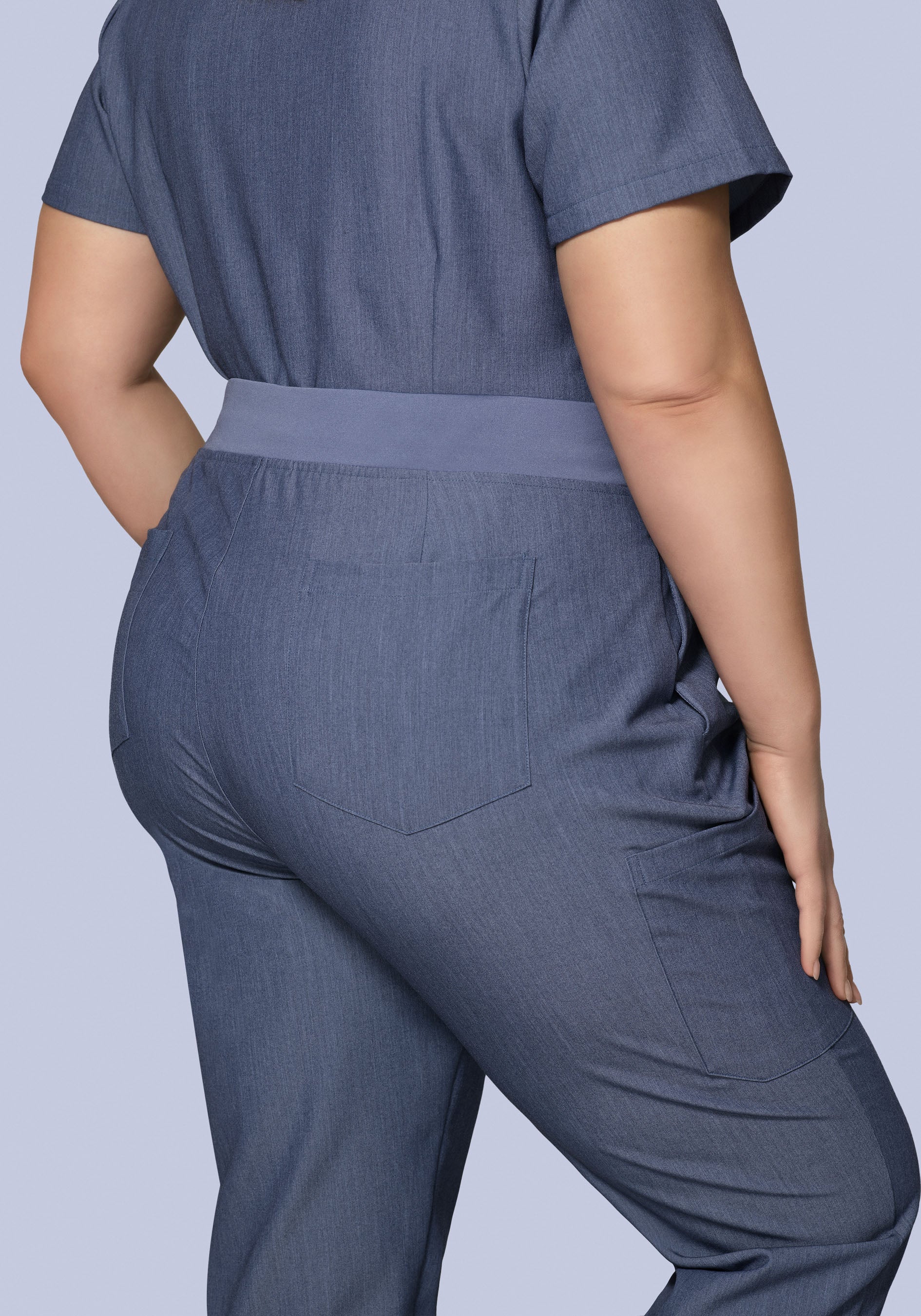 9 Pocket Joggers Heather Denim - Image 3