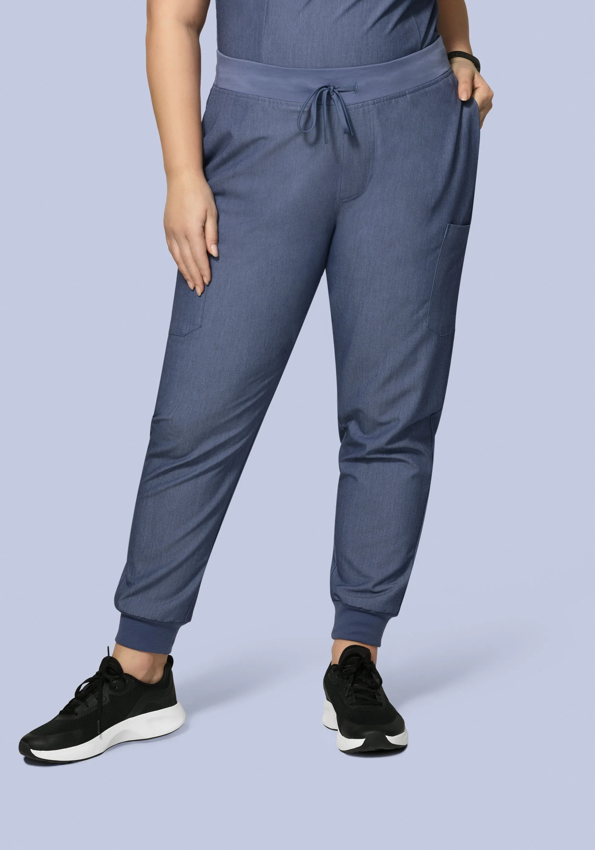 9 Pocket Joggers Heather Denim - Image 4