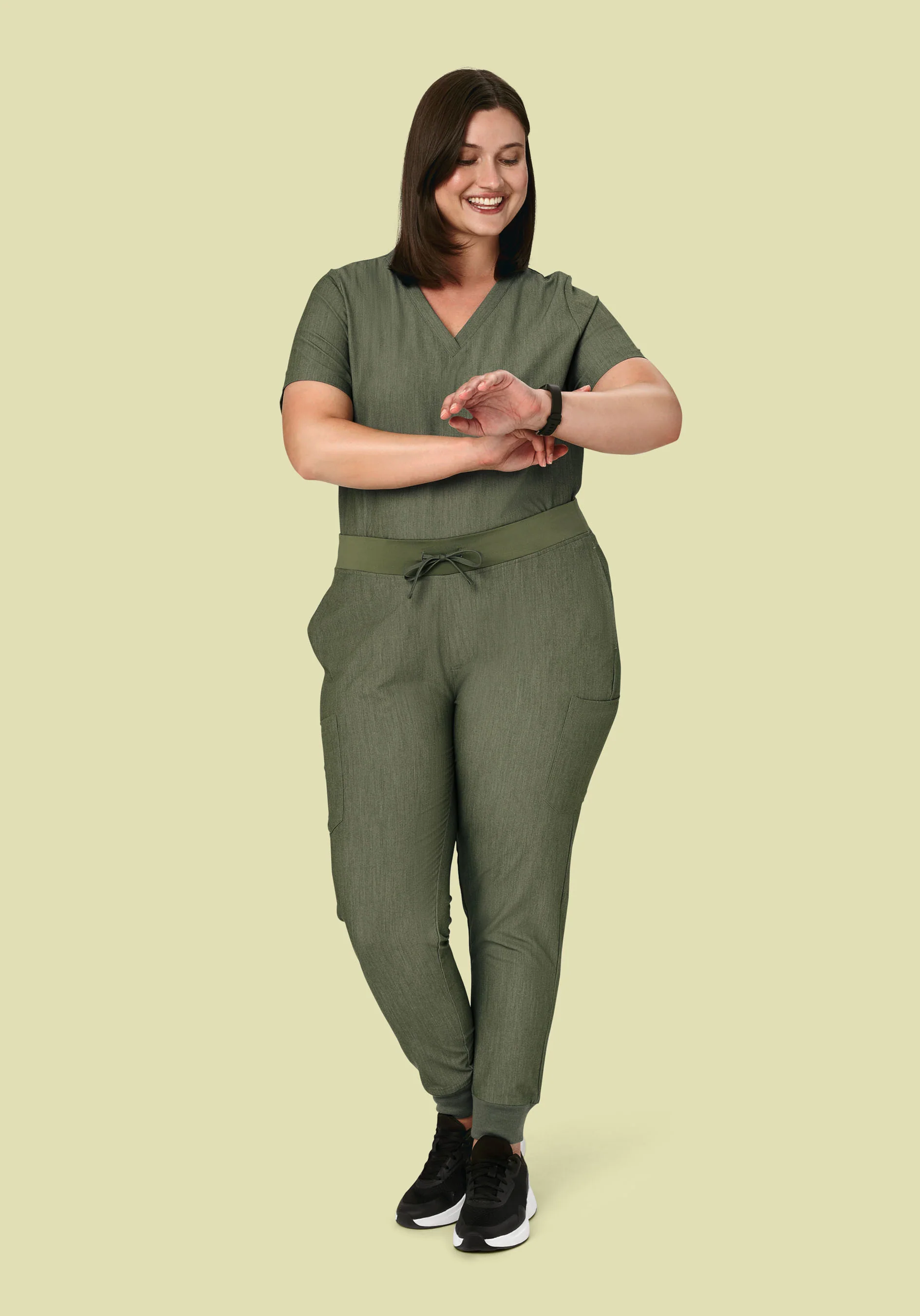 9 Pocket Joggers Heather Olive - Image 6