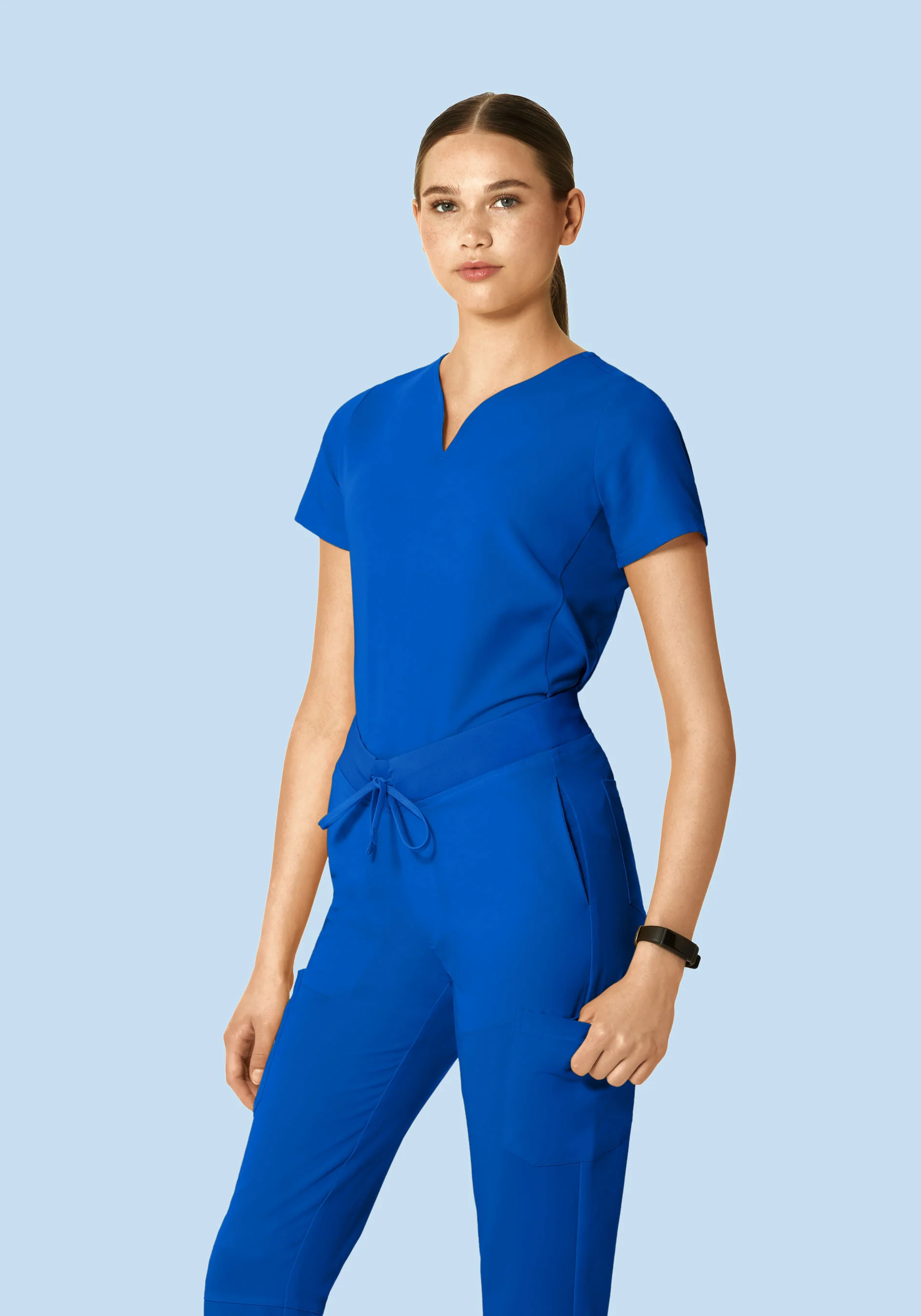 Curved V-Neck Top Cobalt - Image 2