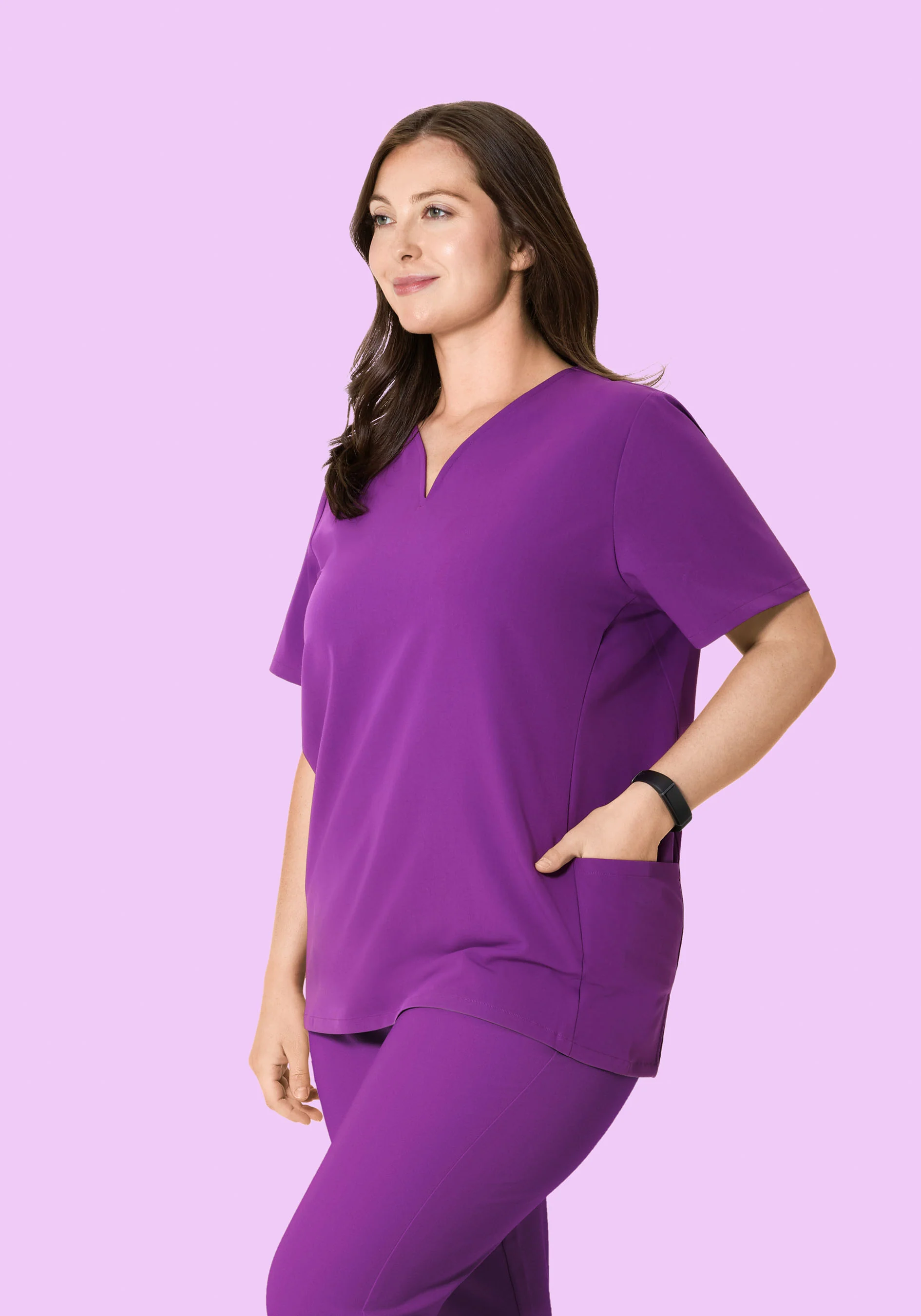Curved V-Neck Top Cyber Grape - Image 5