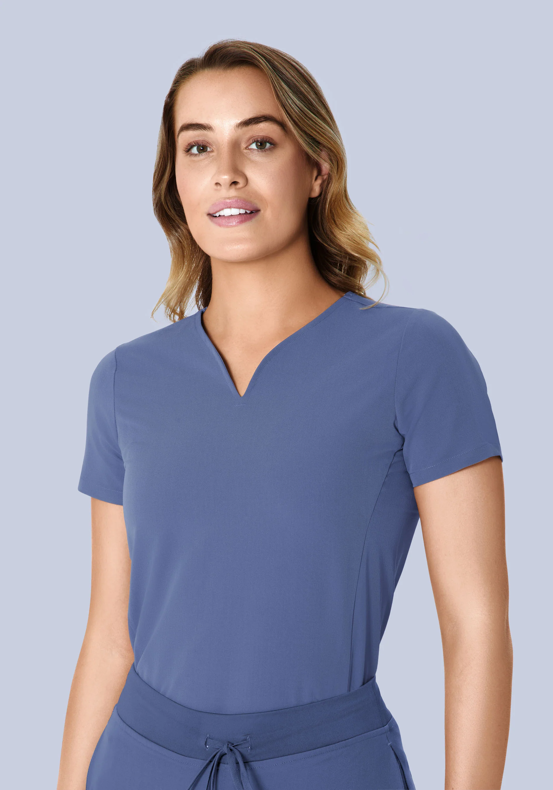 Curved V-Neck Top Deep Periwinkle - Image 2