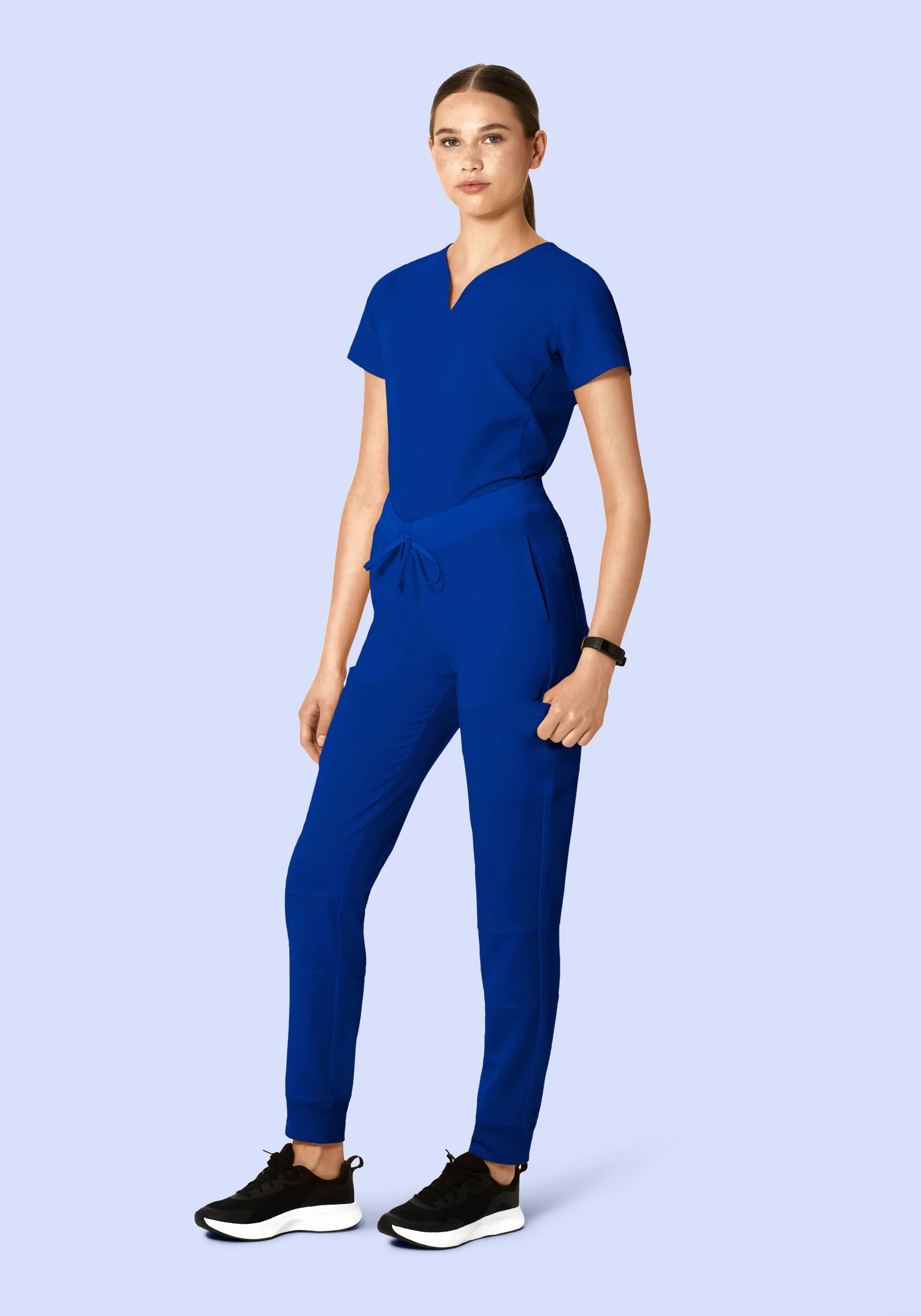 Curved V-Neck Top Galaxy Blue - Image 3