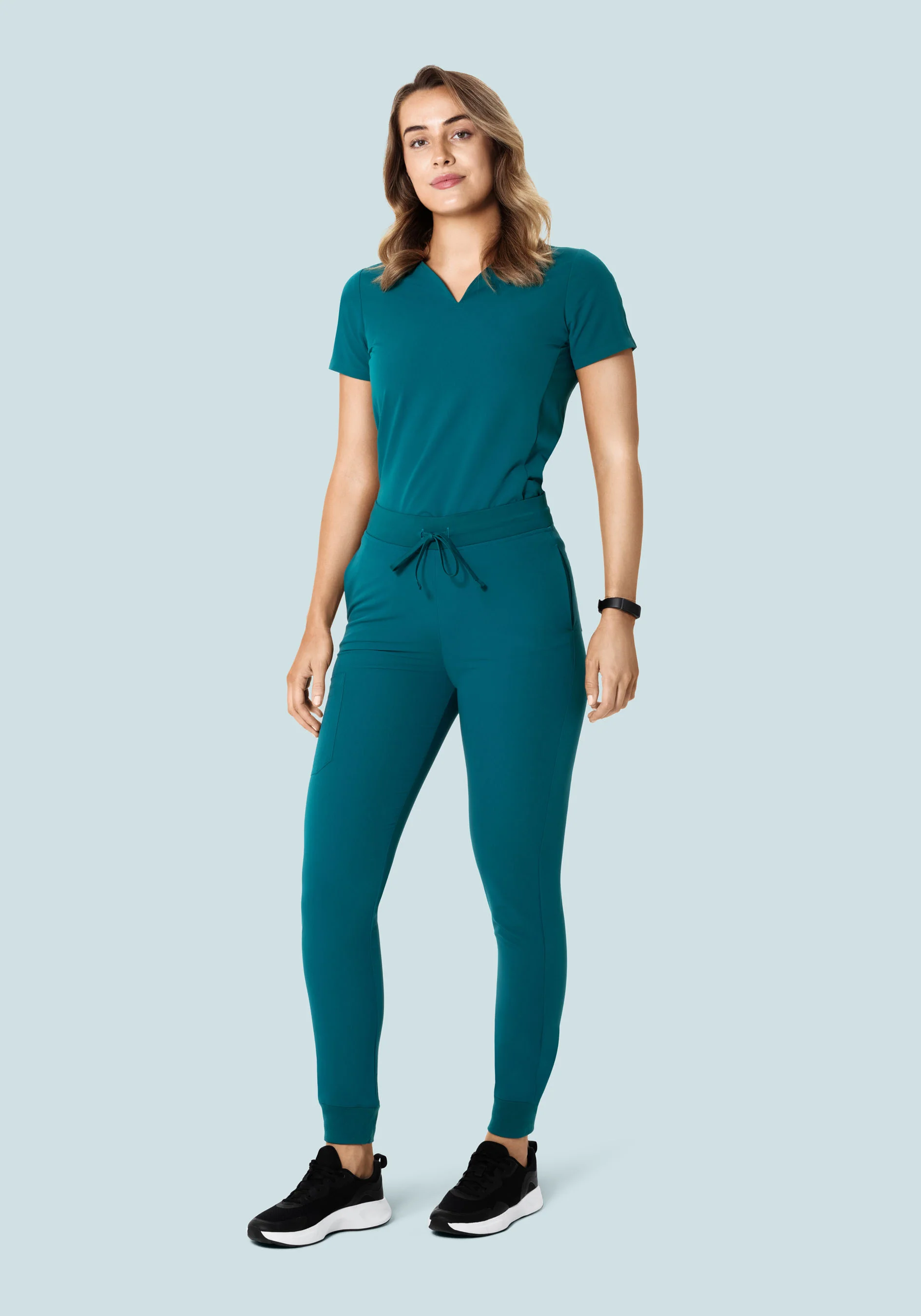 Curved V-Neck Top Peacock - Image 5