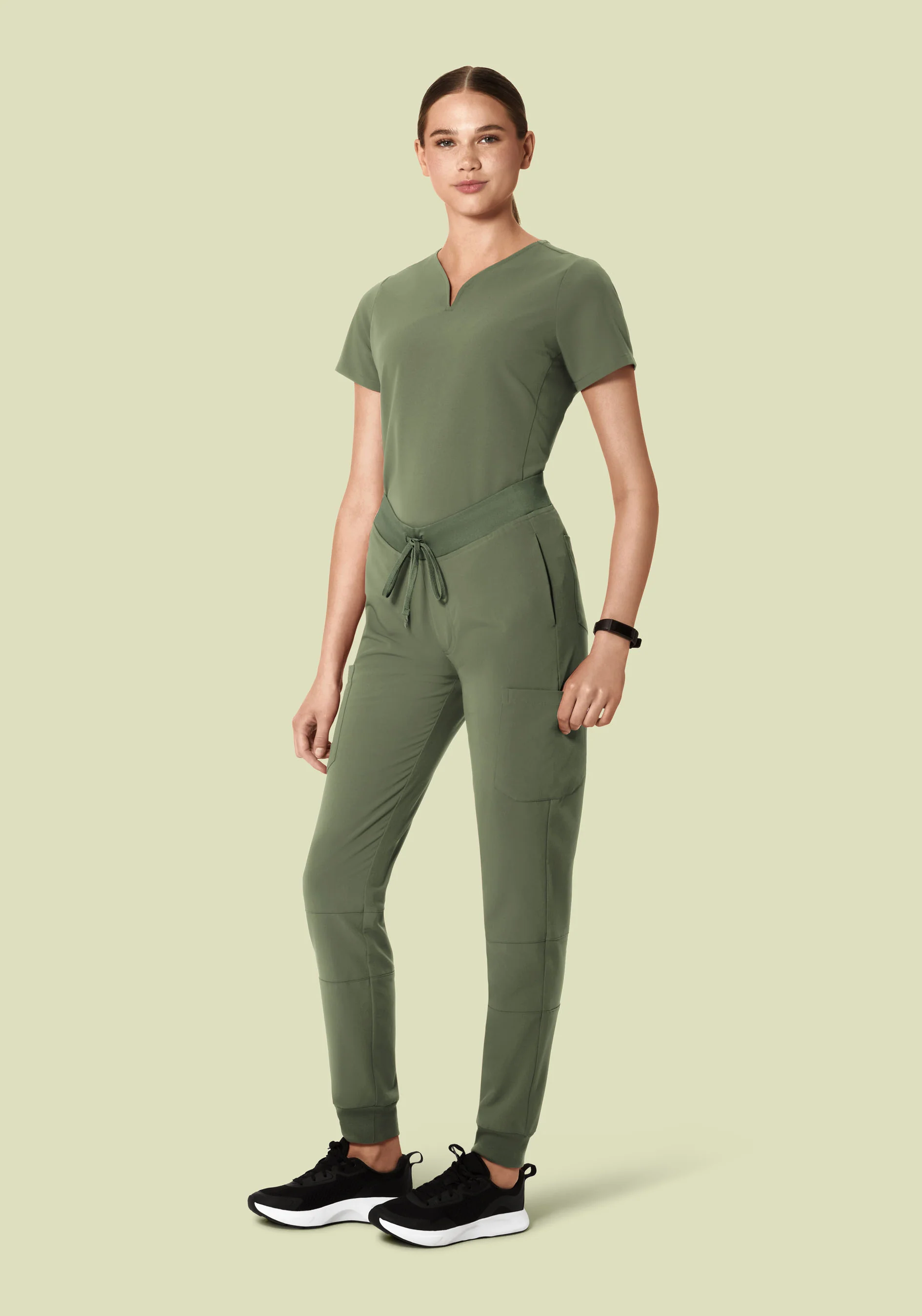 Curved V-Neck Top Sage - Image 3
