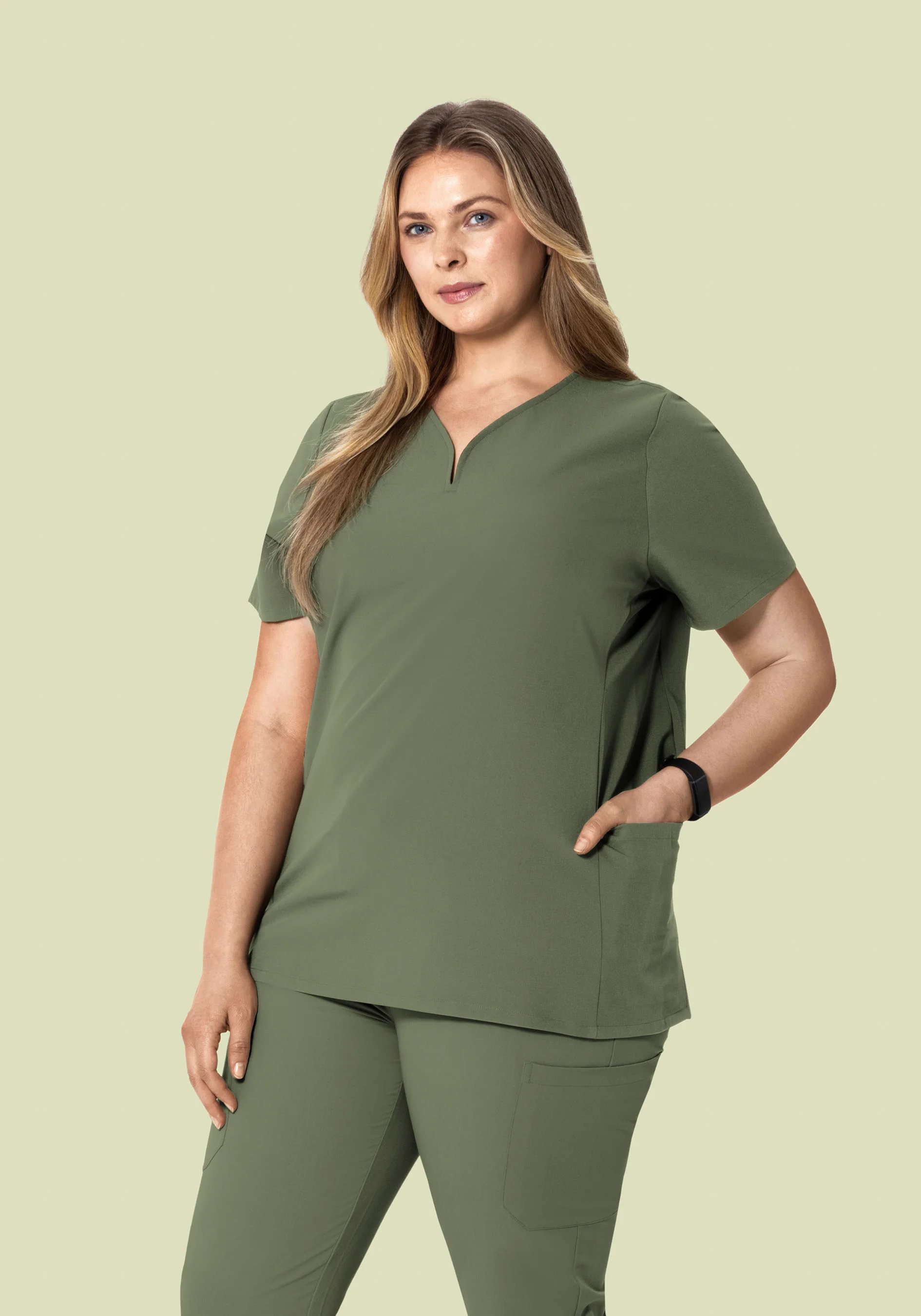 Curved V-Neck Top Sage - Image 7