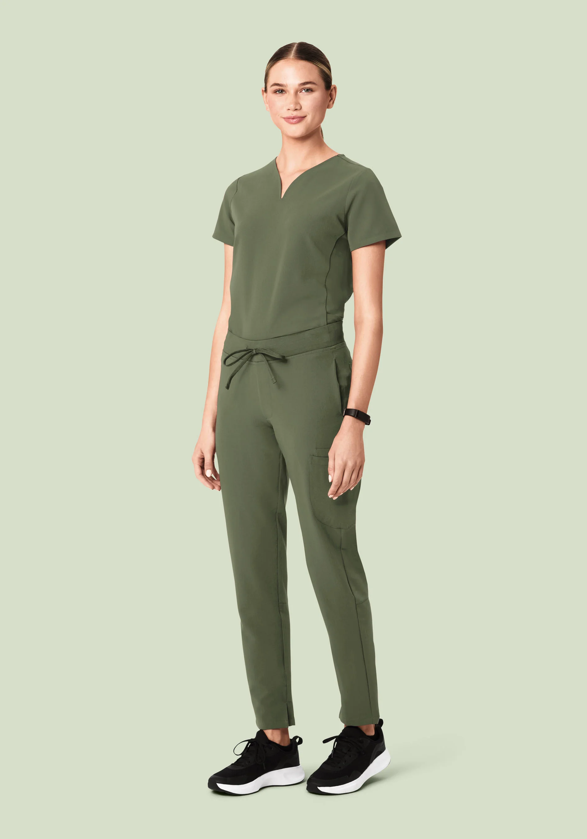 Curved V-Neck Top Thyme - Image 3