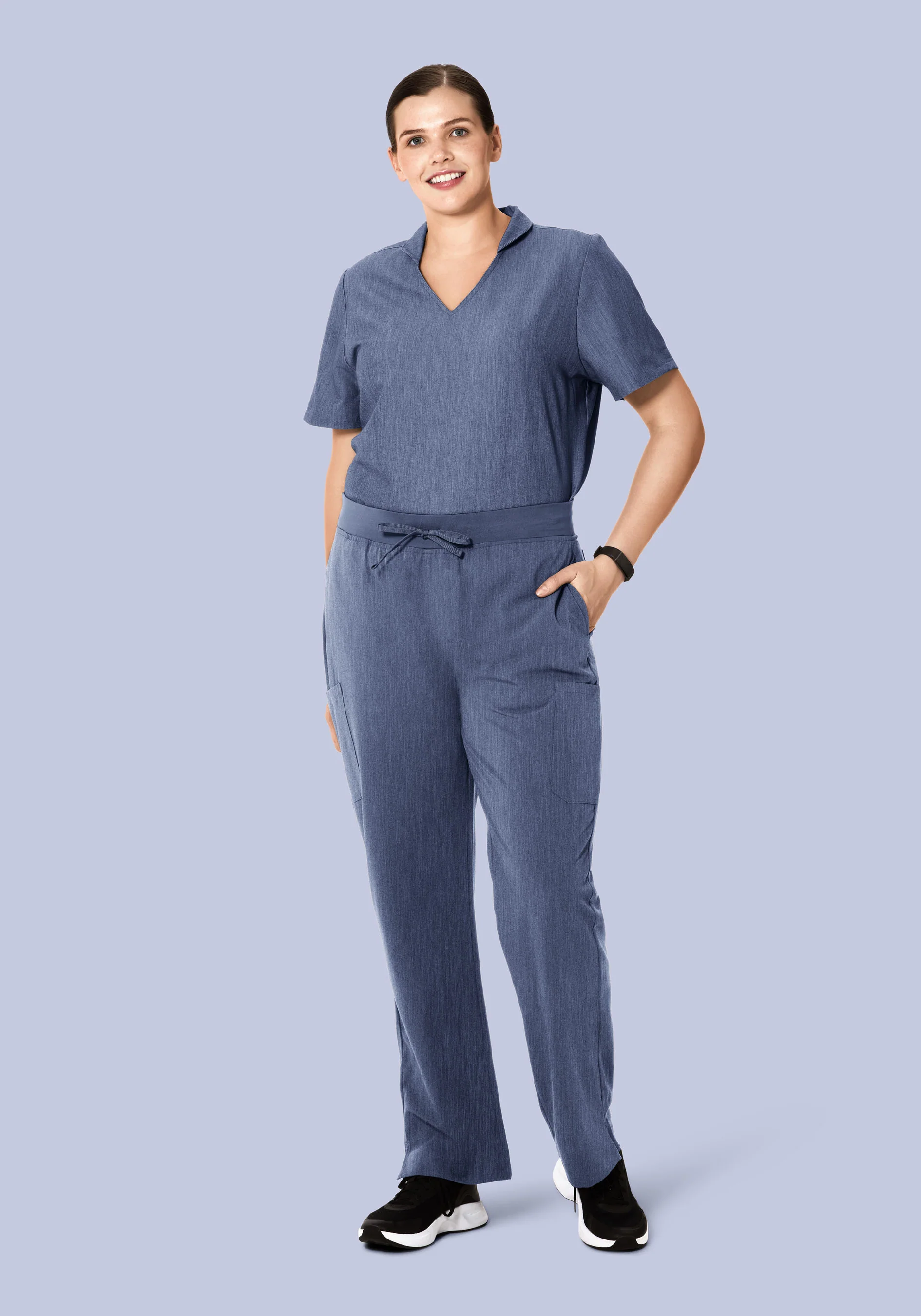 High Waisted Cargos Heather Denim - Image 3