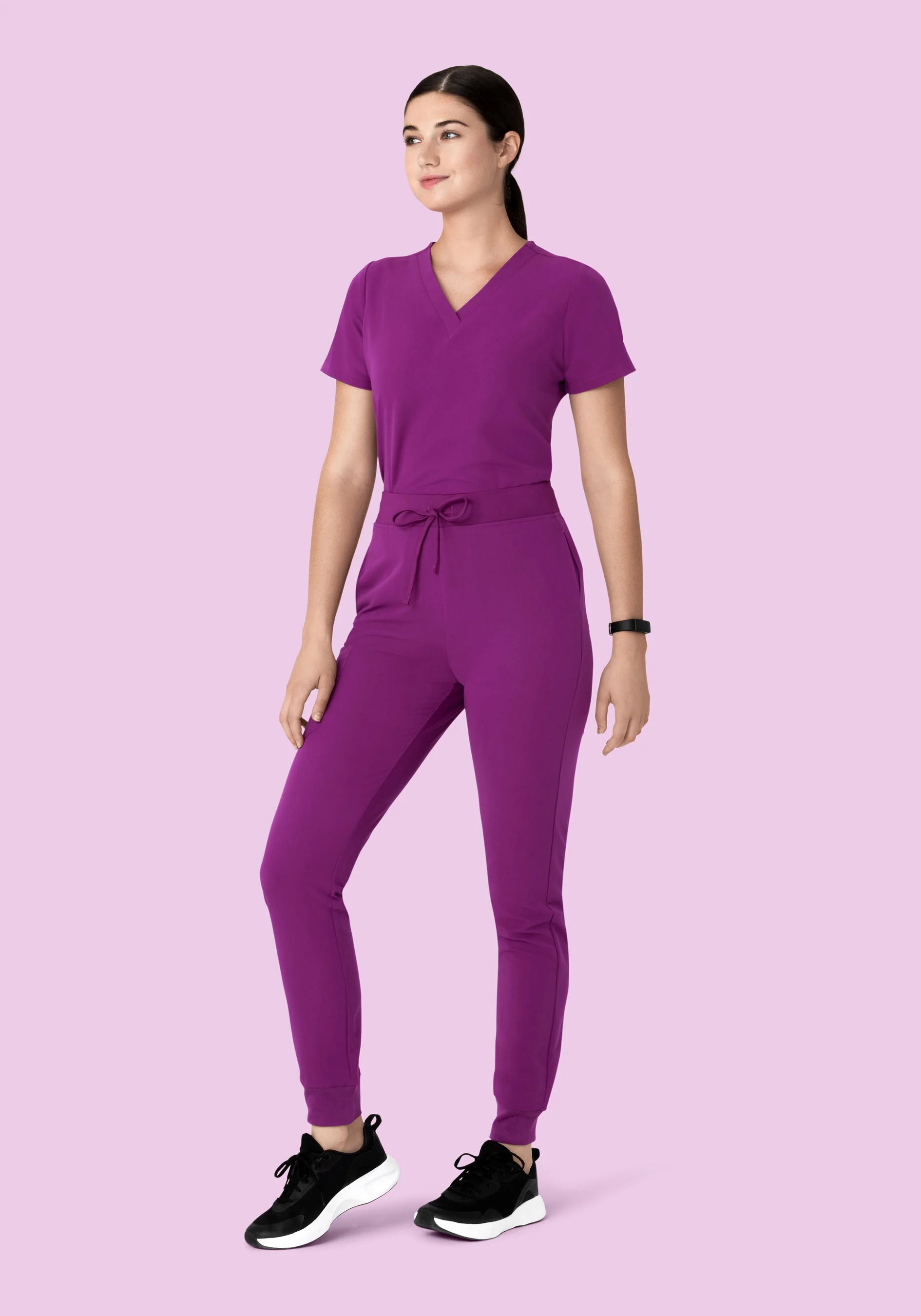 High Waisted Joggers Dark Orchid - Image 2
