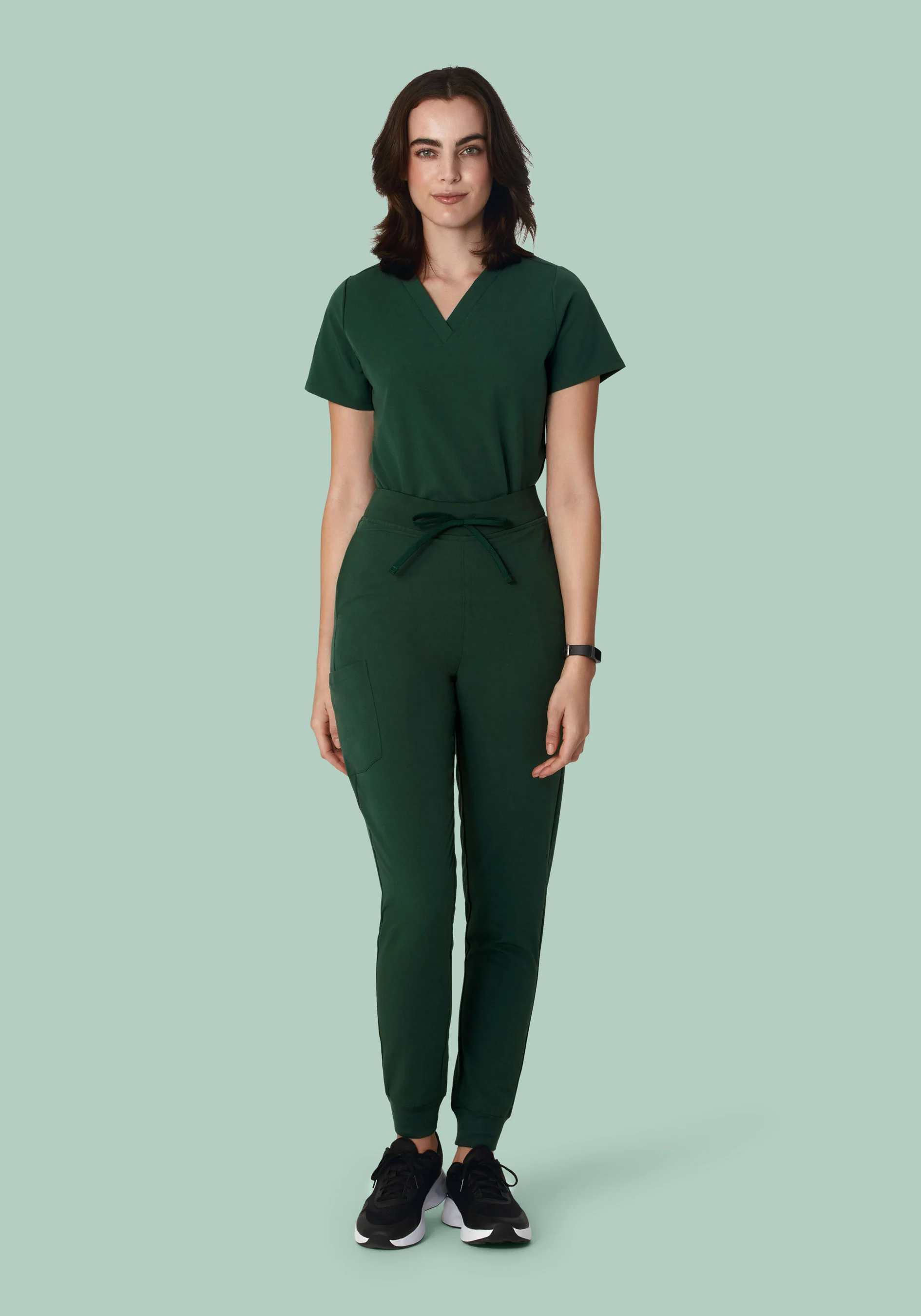 High Waisted Joggers Midnight Green - Image 4