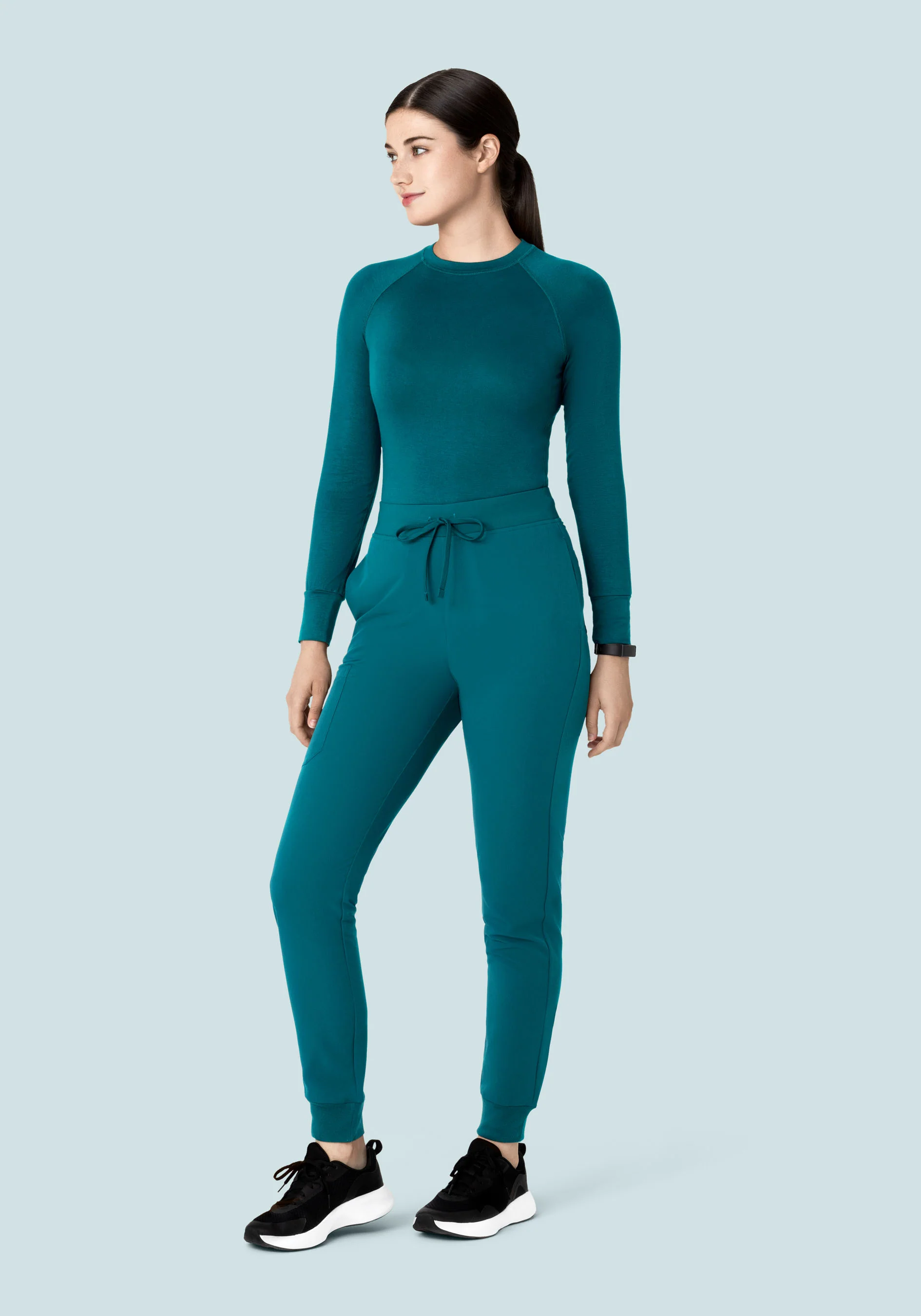 High Waisted Joggers Peacock - Image 2
