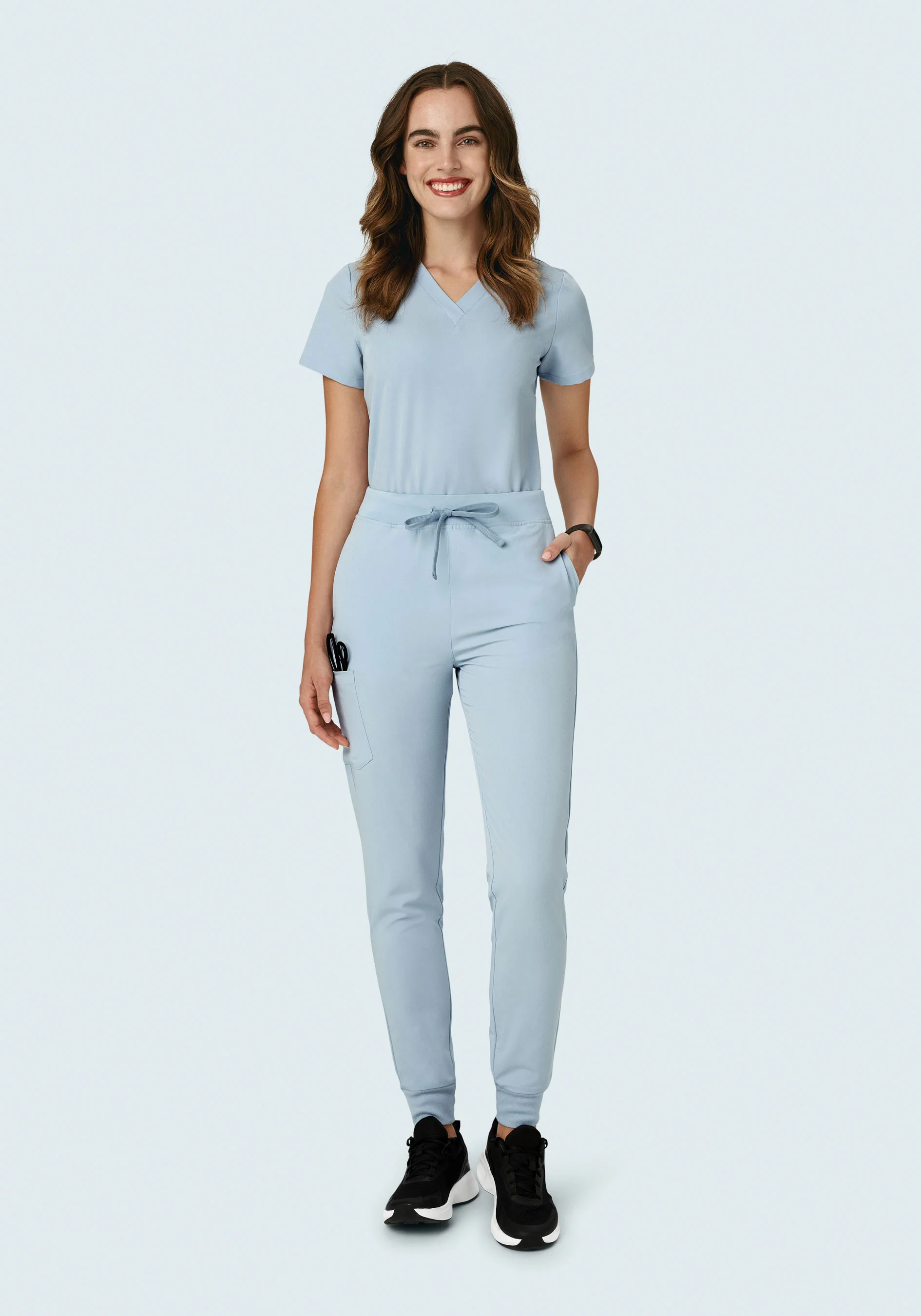 High Waisted Joggers Powder Blue - Image 2
