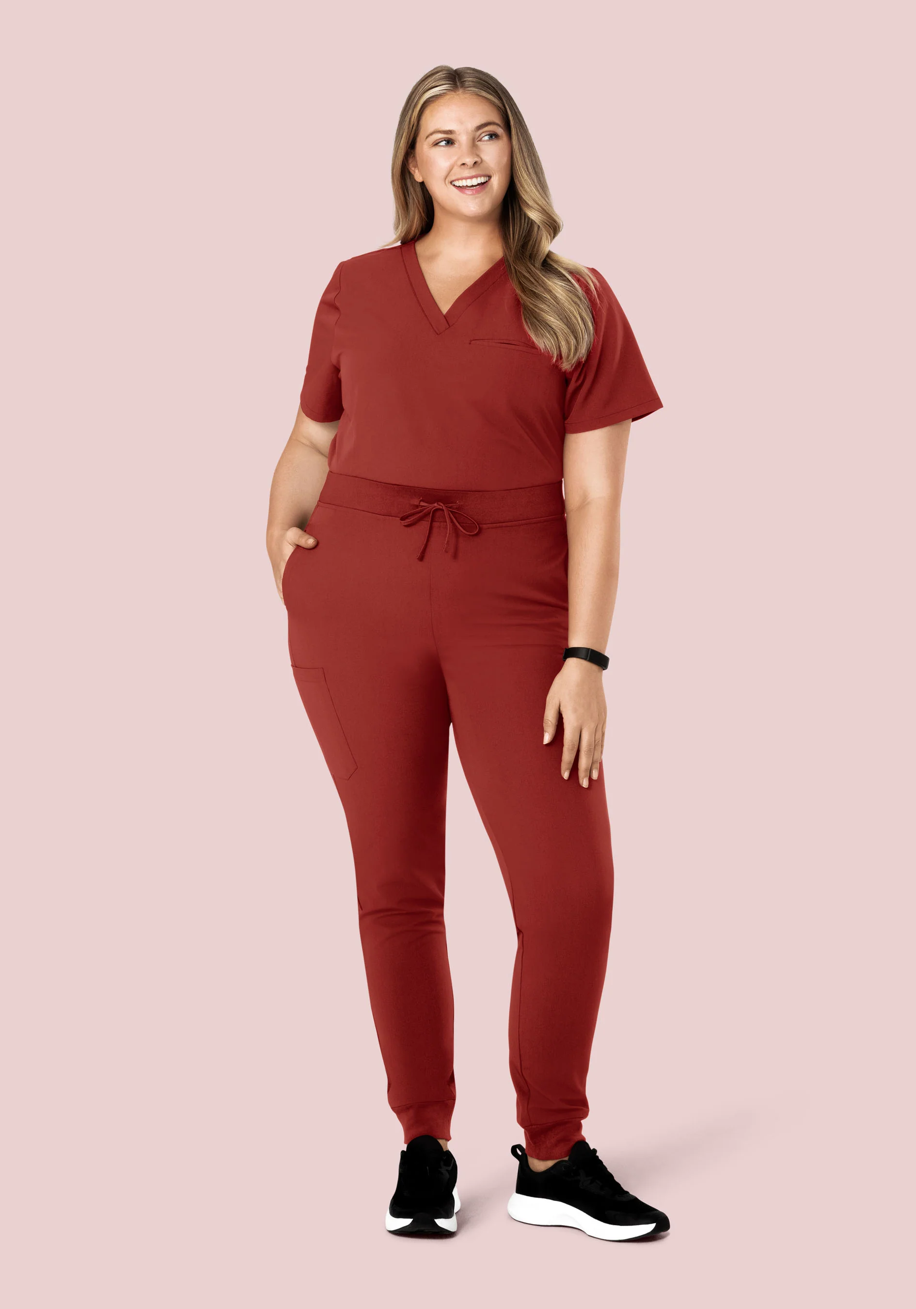 High Waisted Joggers Rosewood - Image 6