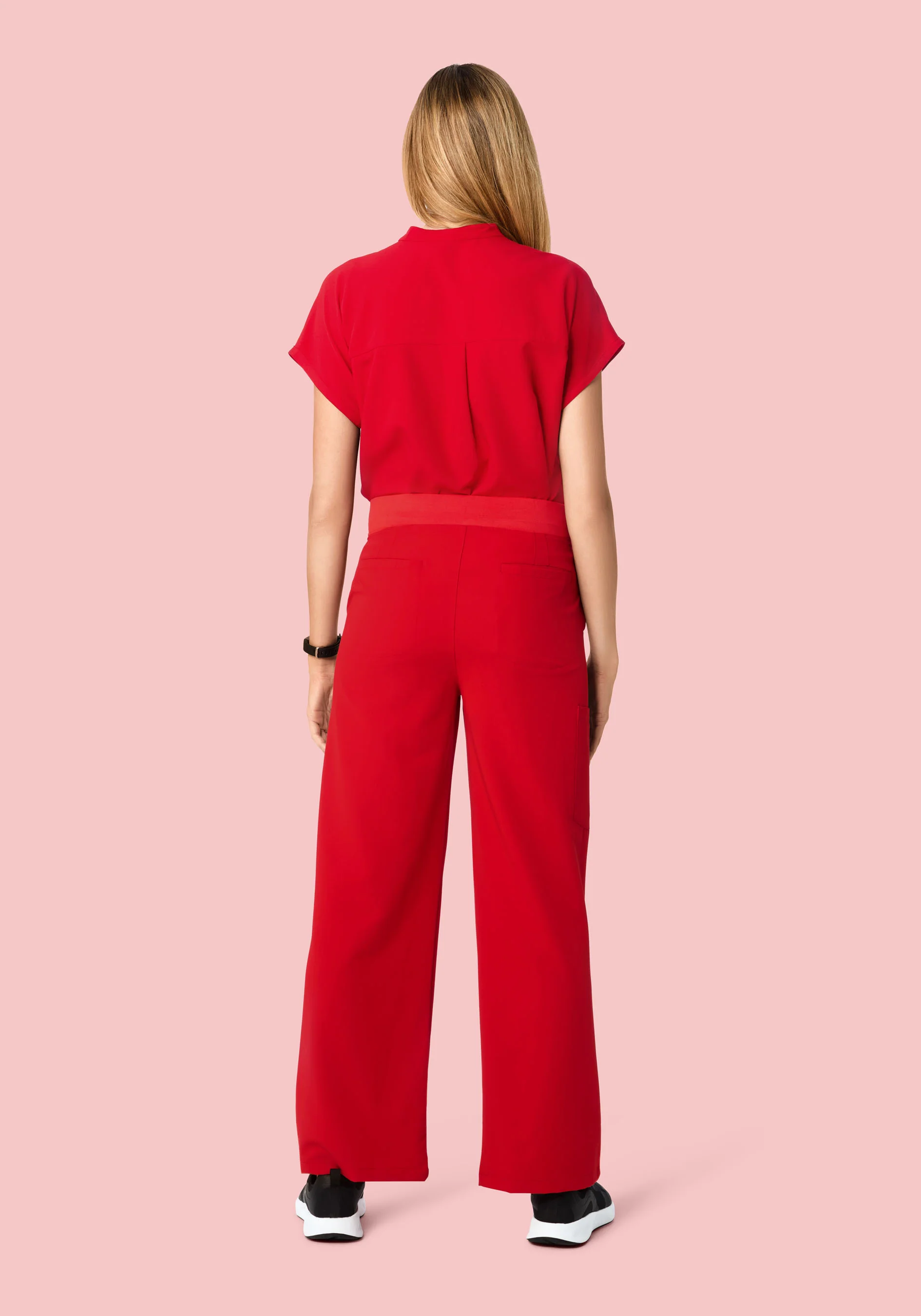 High Waisted Wide Leg Candy Red - Image 4